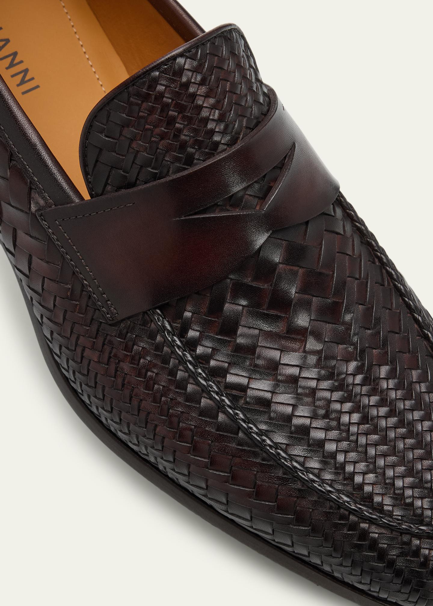 Magnanni Mens Brown‎ Leather Penny Loafers Burnished Toe Dress Shoes Size 9.5 M Brown Leather Upper Magnanni Dress Shoes for Men for sale | eBay main image 2