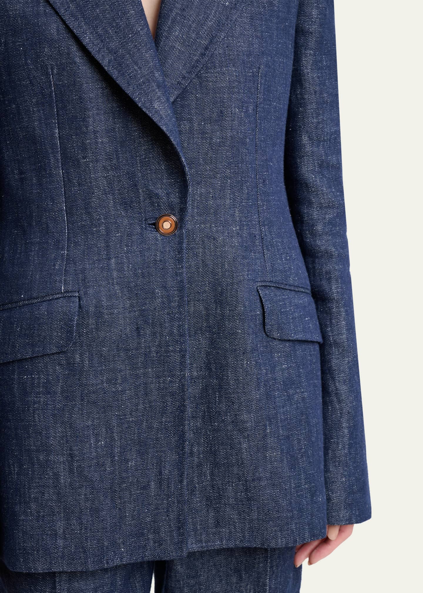 Gabriela Hearst Leiva Linen Single-Breasted Blazer Jacket