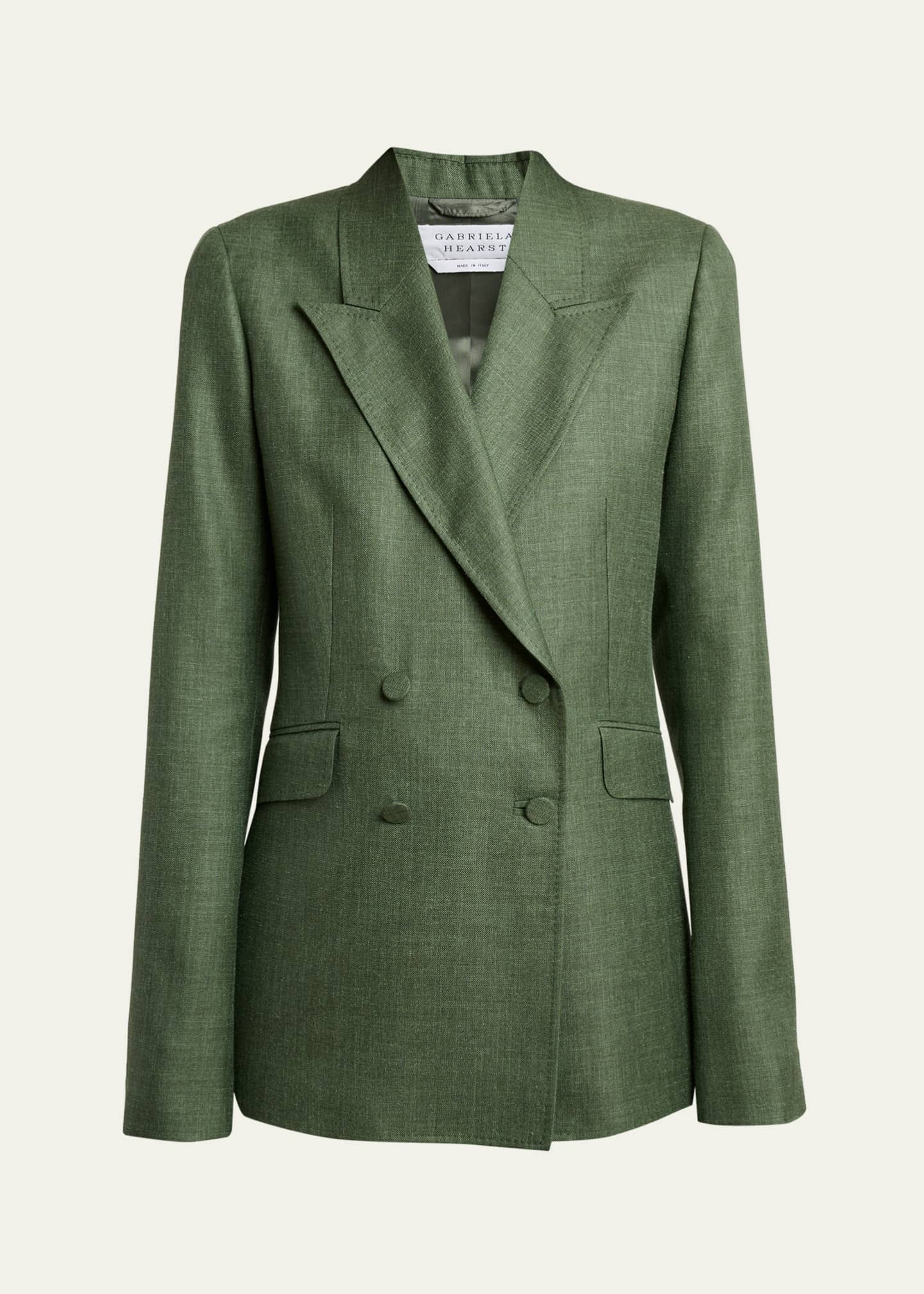 Gabriela Hearst Angela Double-Breasted Wool-Linen Blazer Jacket