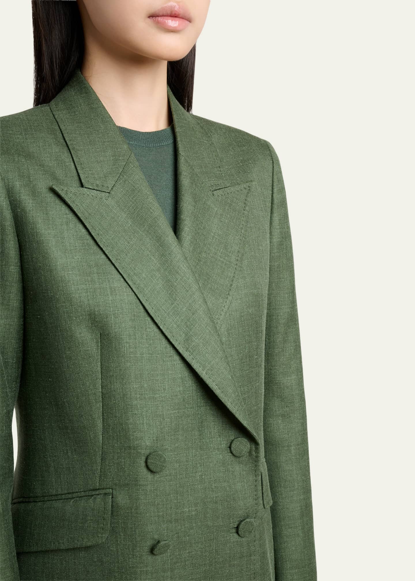 Gabriela Hearst Angela Double-Breasted Wool-Linen Blazer Jacket