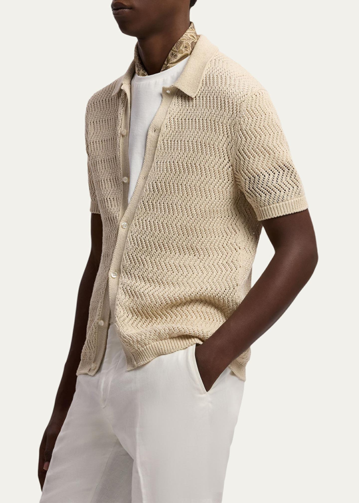 Ralph Lauren Purple Label Textured Cotton Short-Sleeve Cardigan