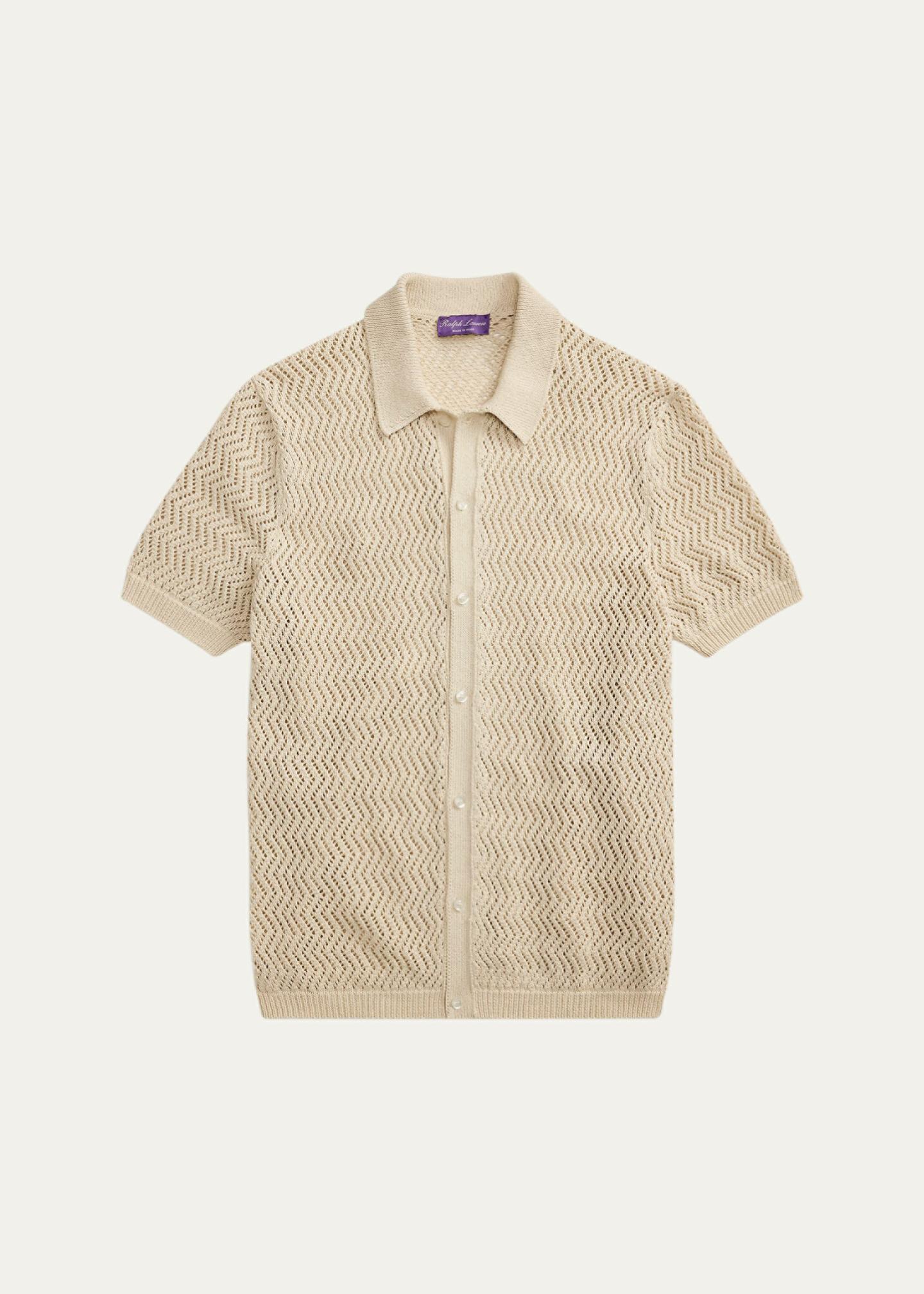 Ralph Lauren Purple Label Textured Cotton Short-Sleeve Cardigan