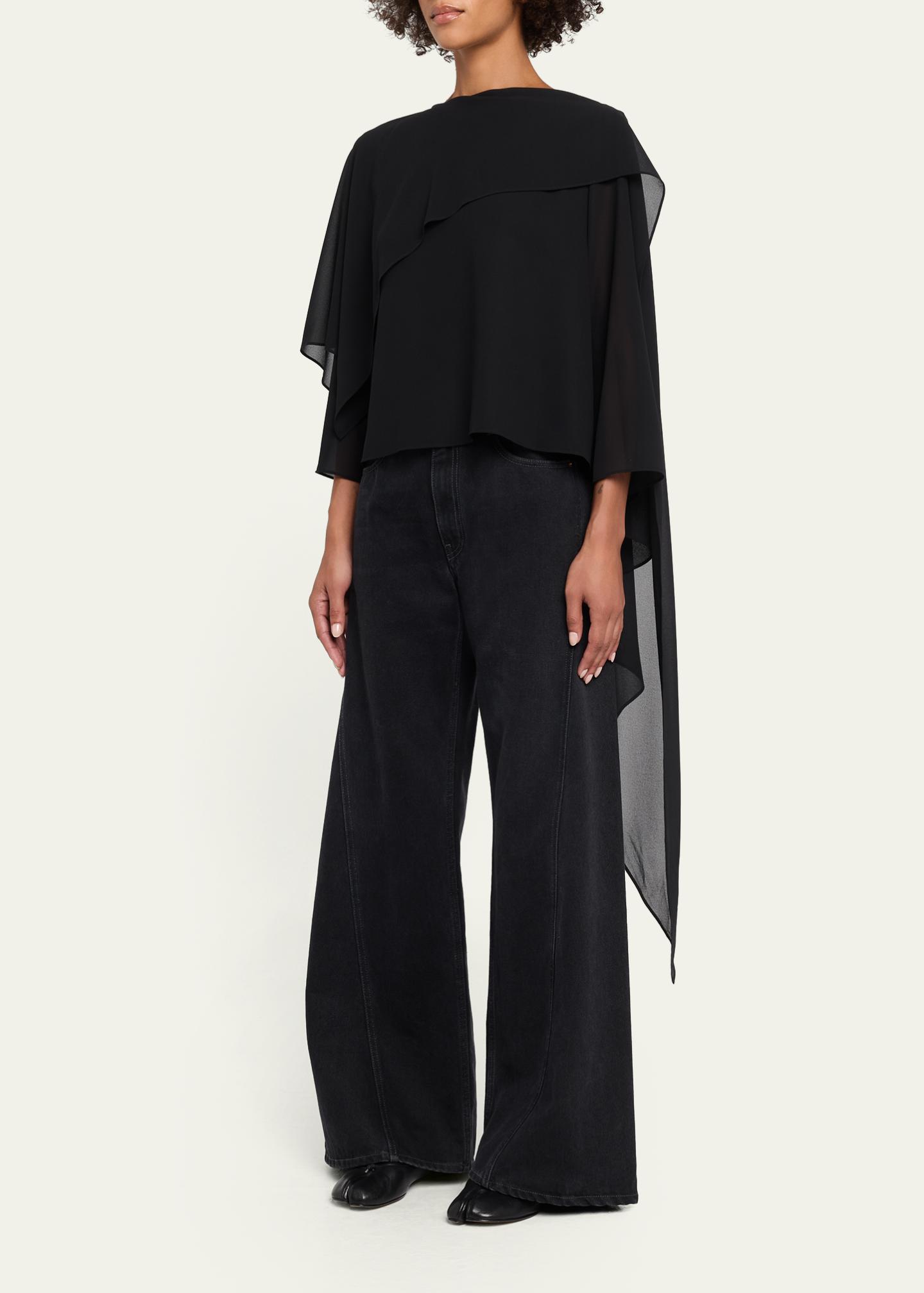 Maison Margiela Asymmetric Draped Chiffon Top - Bergdorf Goodman