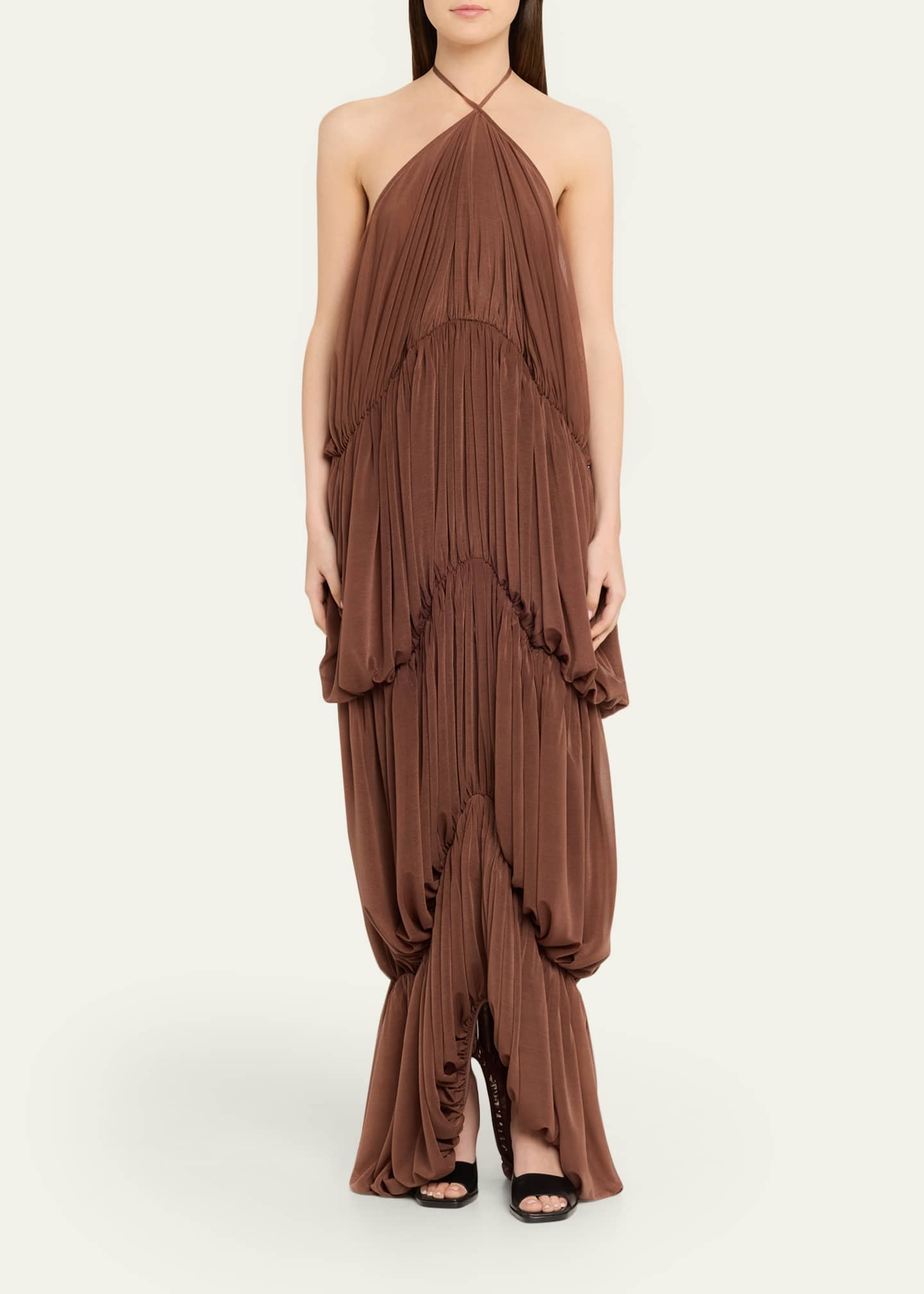 Ronny Kobo Bia Draped Halter Column Maxi Dress - Bergdorf Goodman