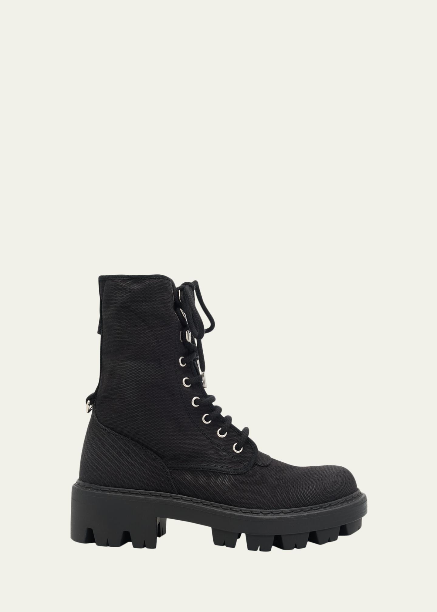 Prada Canvas Ankle Combat Boots - Bergdorf Goodman