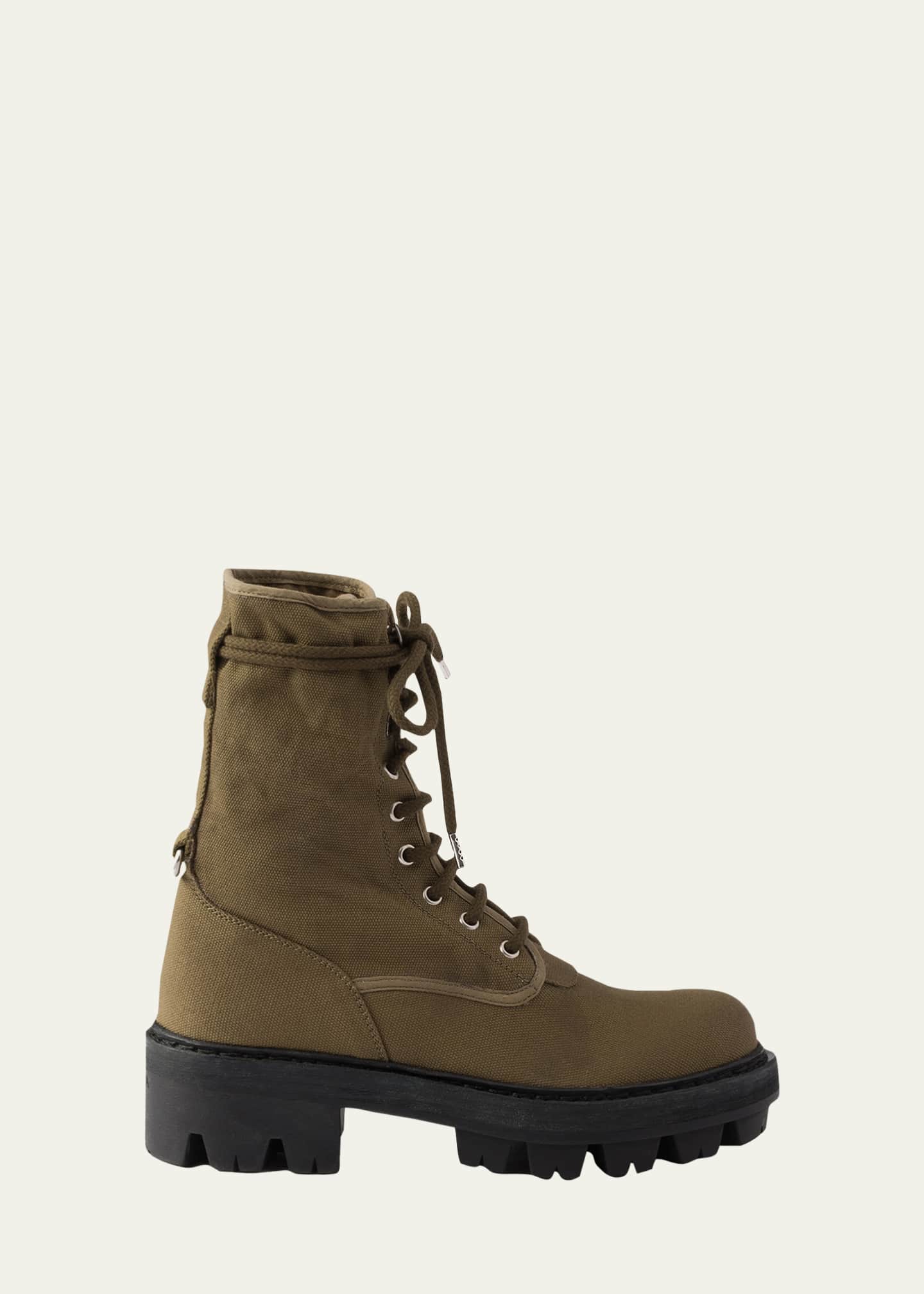Prada Canvas Ankle Combat Boots - Bergdorf Goodman