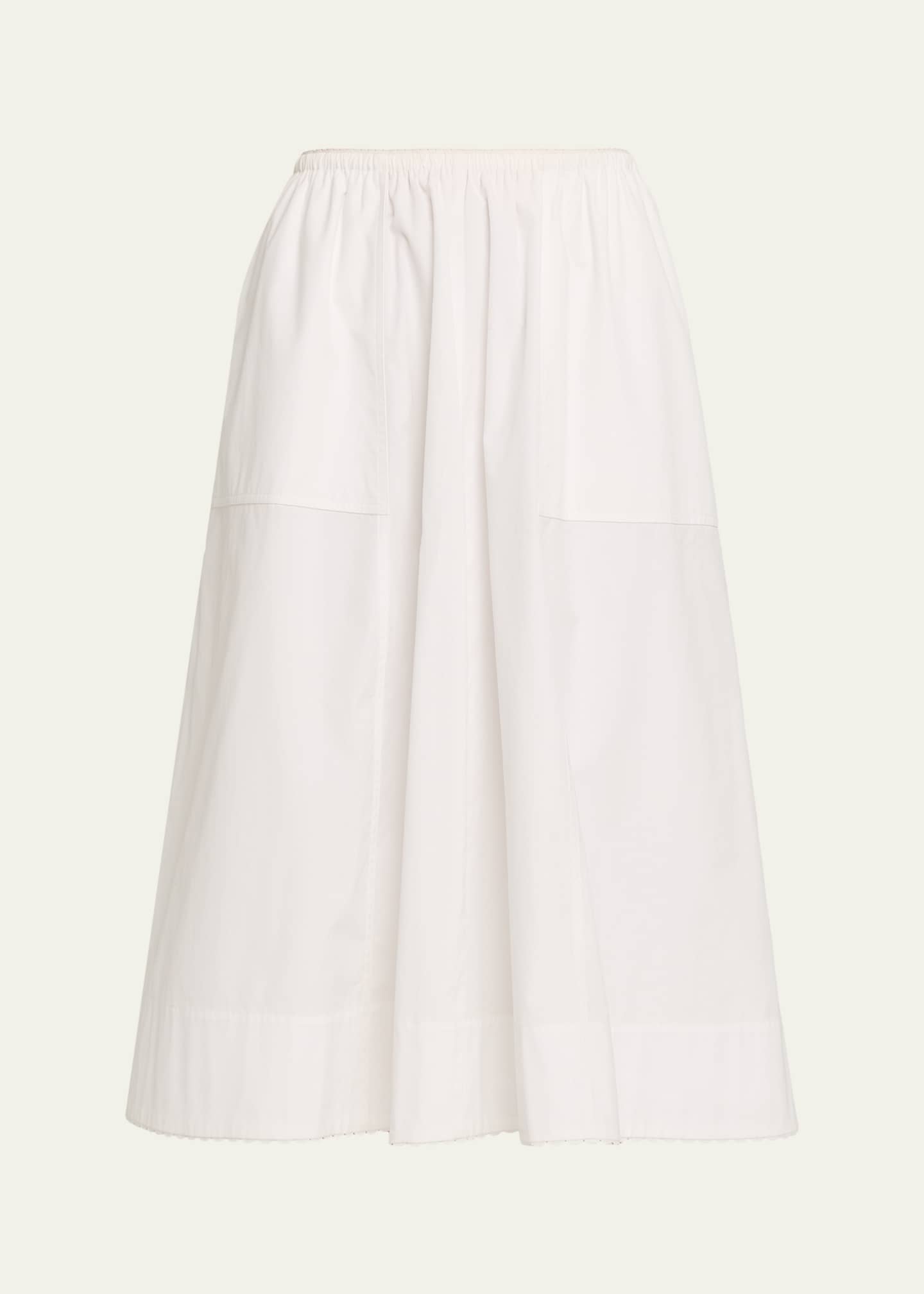 Vince Scallop-Trim Poplin Midi Skirt - Bergdorf Goodman