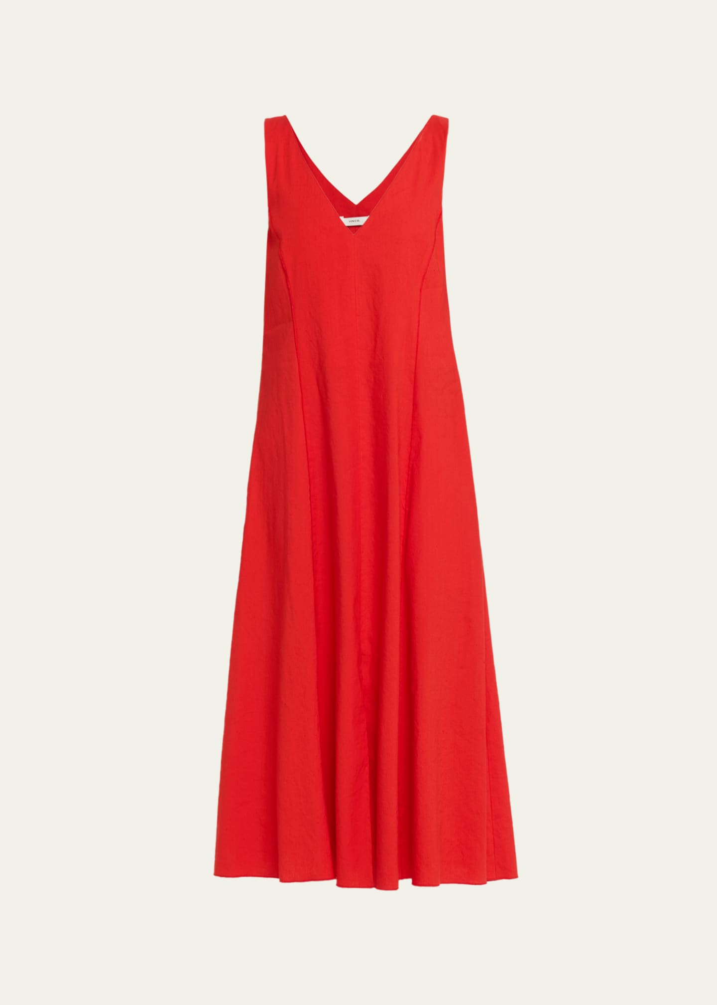 Women's Linen-Blend V-Neck Dress, Poppy, Size XS | Vince
