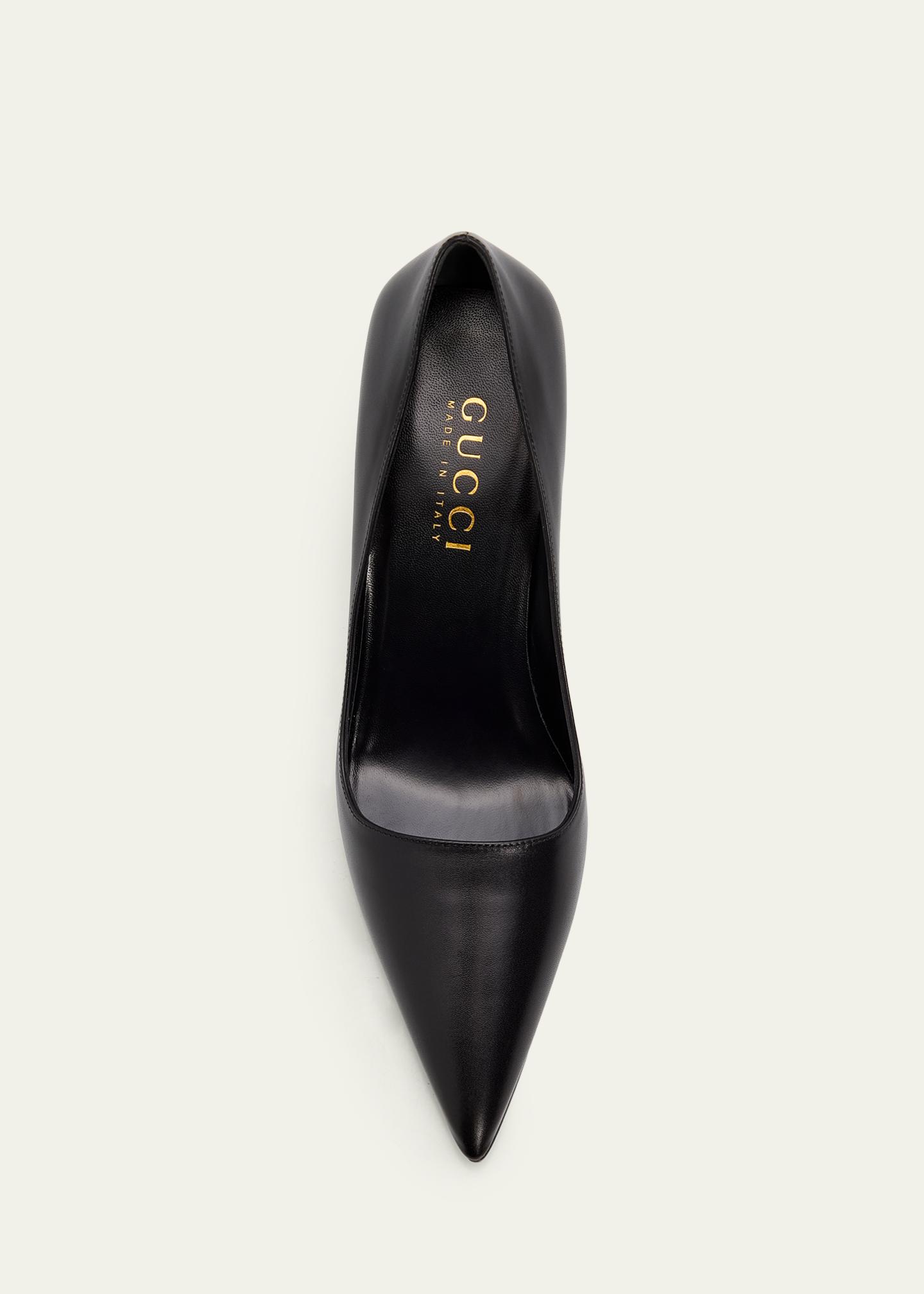 Gucci 85mm Trinity Leather Pointed-Toe Pumps - Bergdorf Goodman
