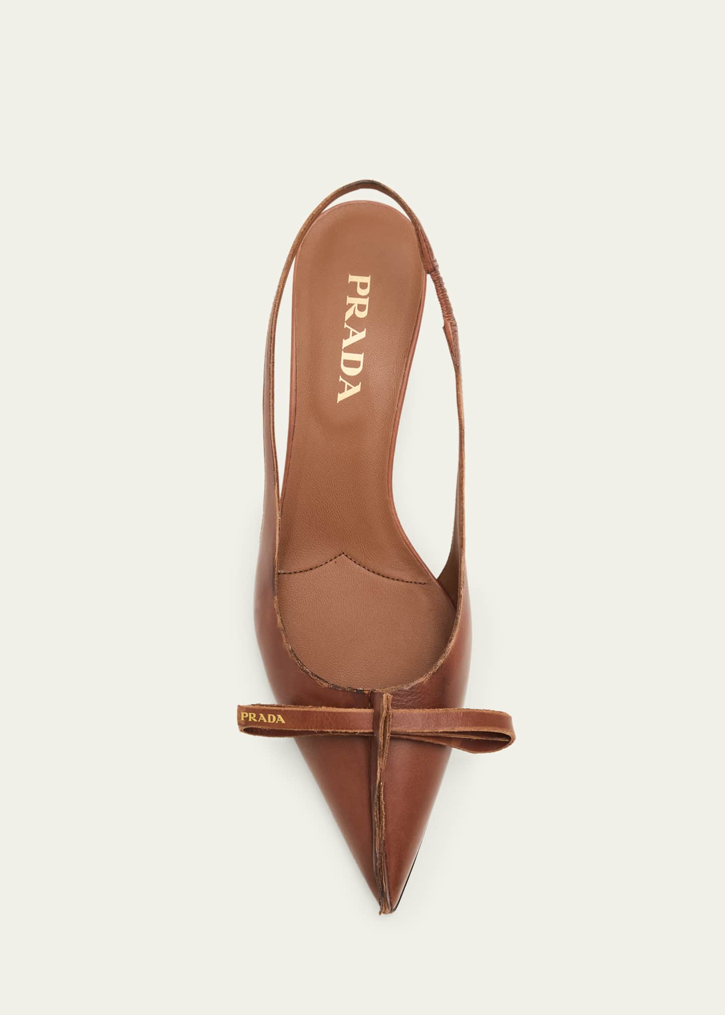 PRADA 新品 ウィングチップ レザーシューズ 351/2 ブラウン リボン Prada 55mm Brushed Leather Slingback Pumps - Bergdorf Goodman