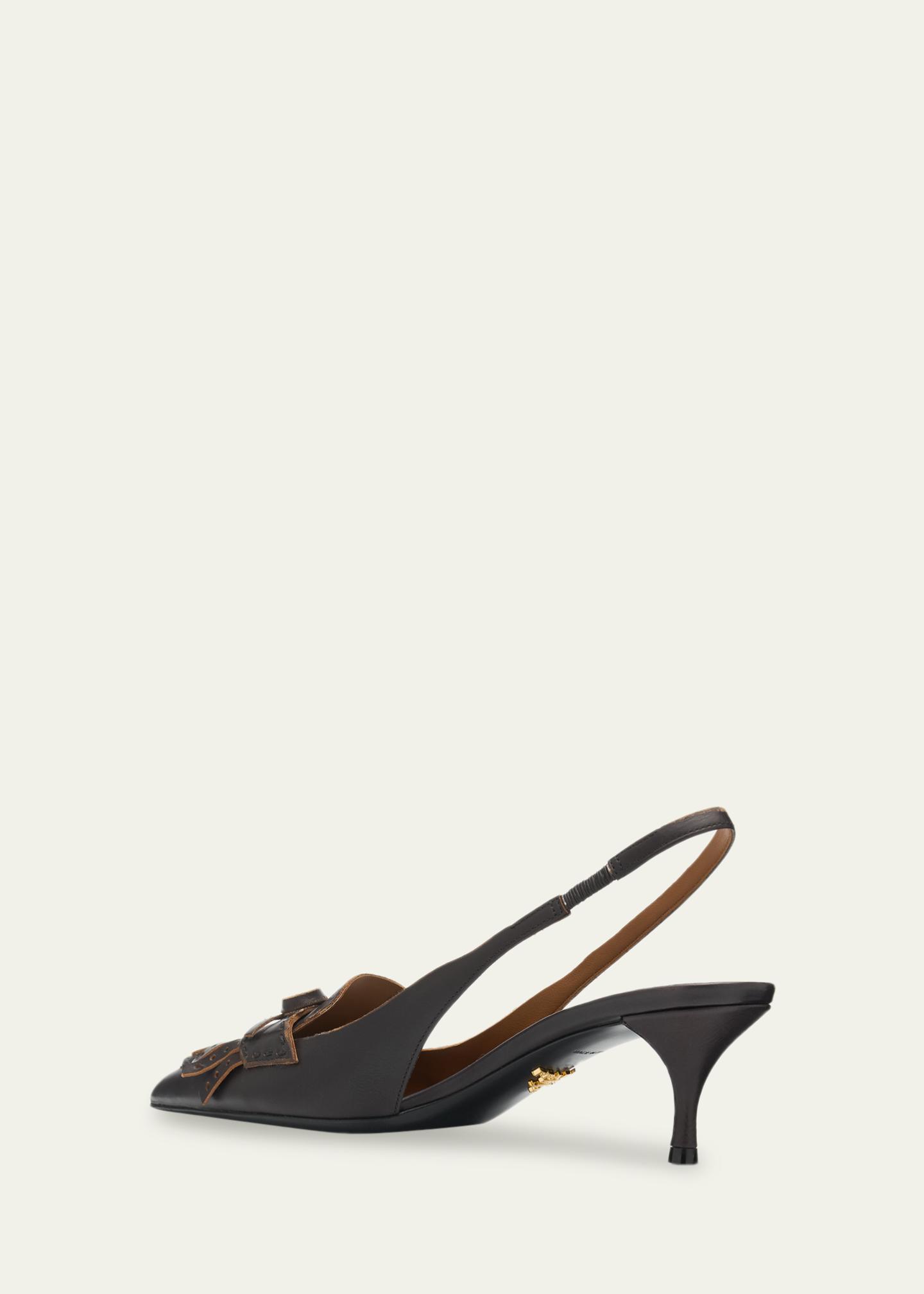 Prada 55mm Brushed Leather Slingback Pumps - Bergdorf Goodman