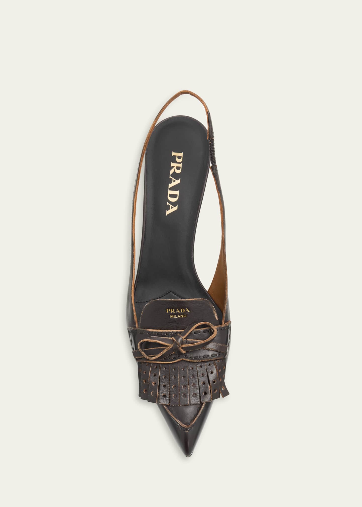 Prada 55mm Brushed Leather Slingback Pumps - Bergdorf Goodman