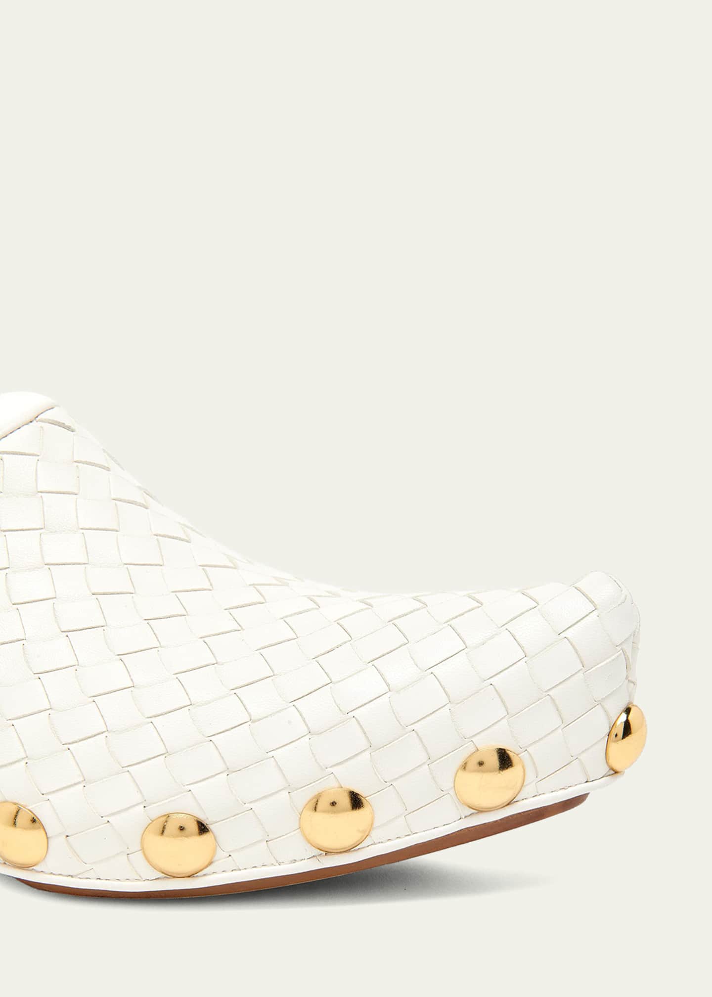 【期間限定】Bottega Veneta ホワイト クロッグサンダル Bottega Veneta 30mm Gondola Intrecciato Leather Clogs - Bergdorf