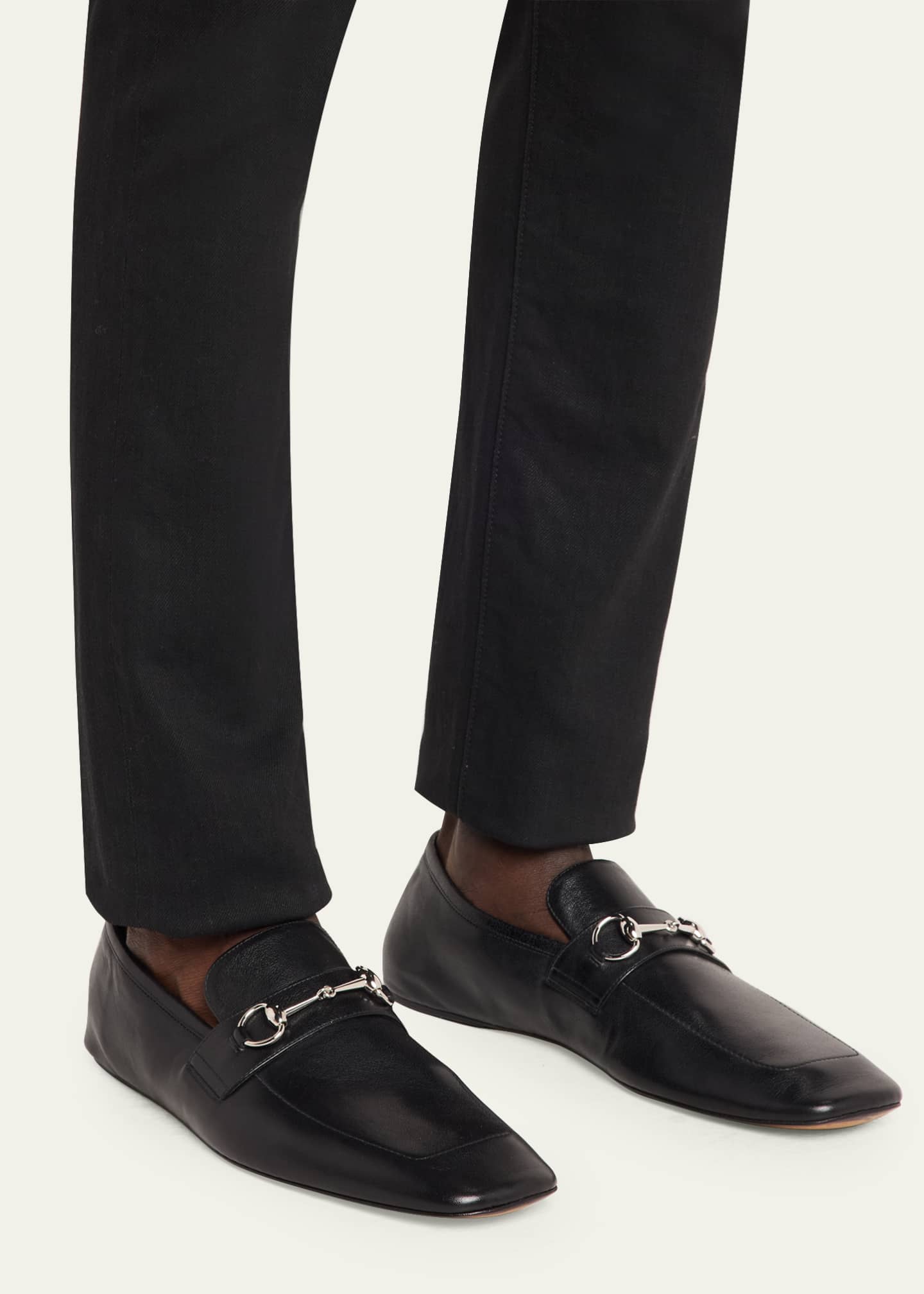 Gucci Men's Edgar Leather Bit Loafers with Foldable Heel