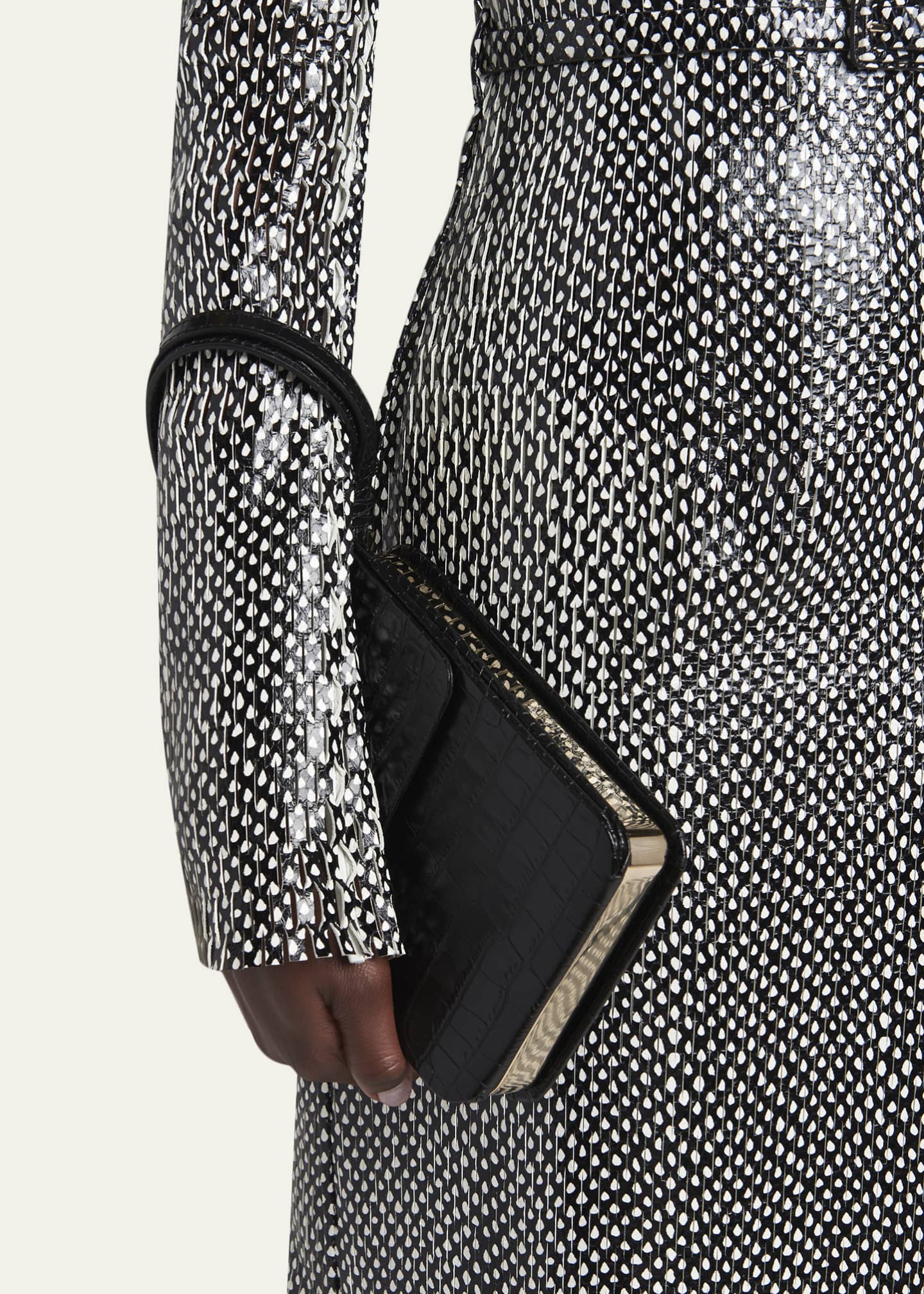 TOM FORD Frame Croc-Embossed Leather Vertical Clutch - Bergdorf