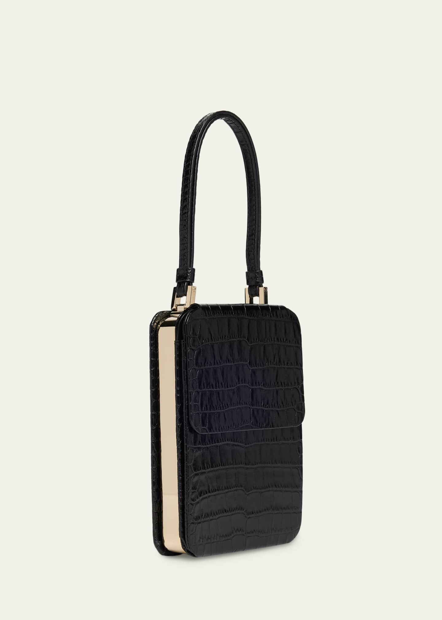 TOM FORD Frame Croc-Embossed Leather Vertical Clutch - Bergdorf