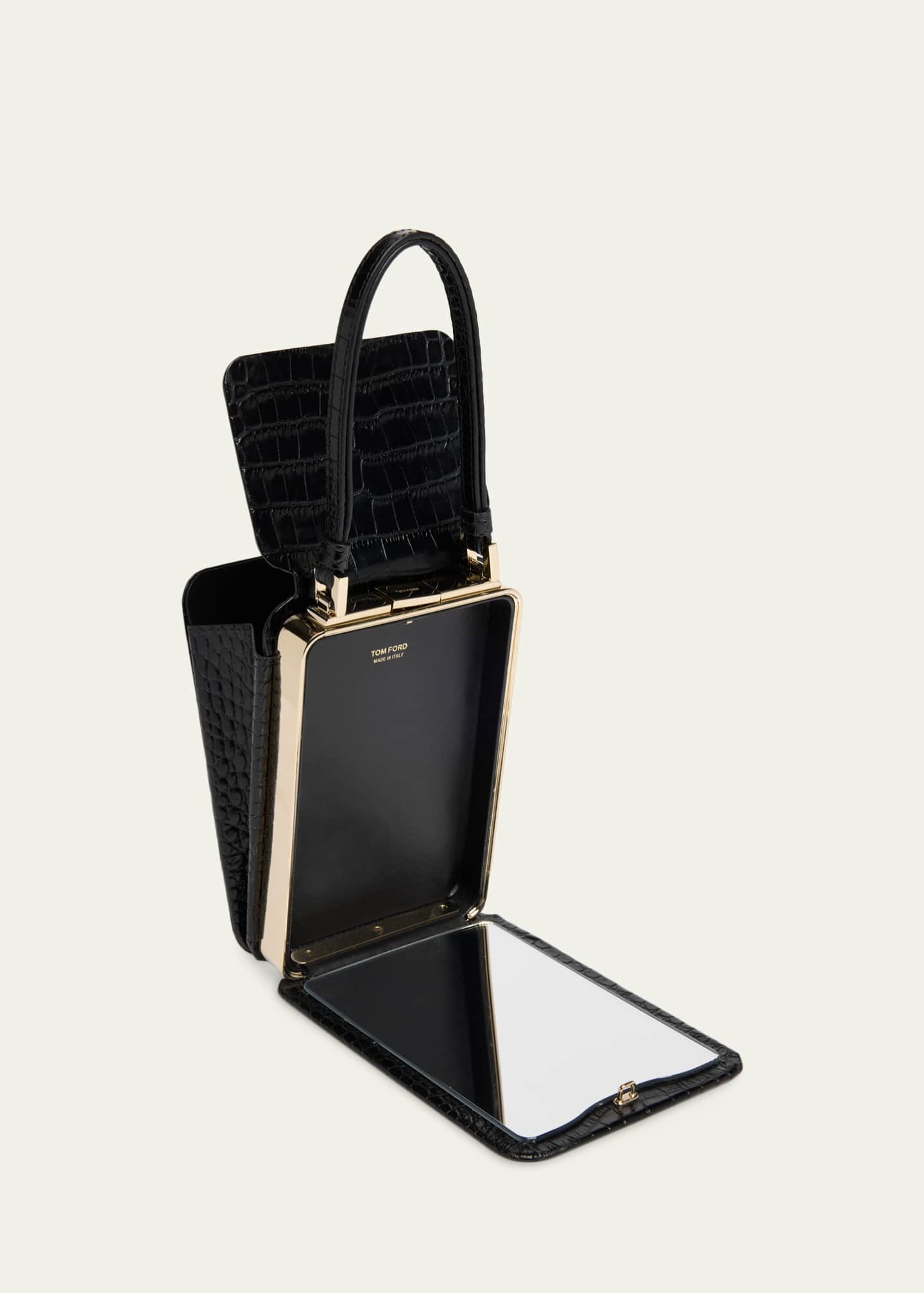 TOM FORD Frame Croc-Embossed Leather Vertical Clutch - Bergdorf