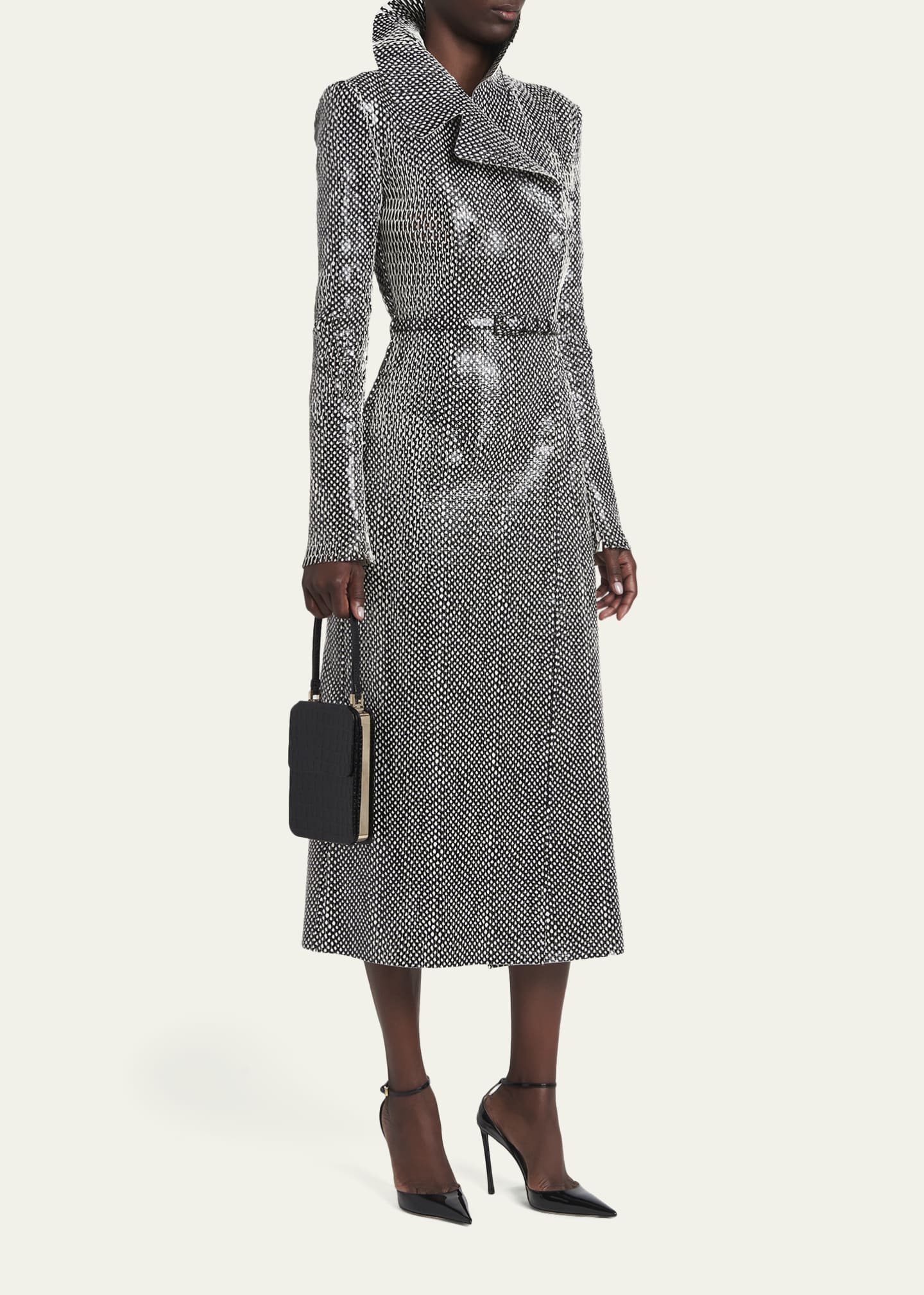 TOM FORD Frame Croc-Embossed Leather Vertical Clutch - Bergdorf