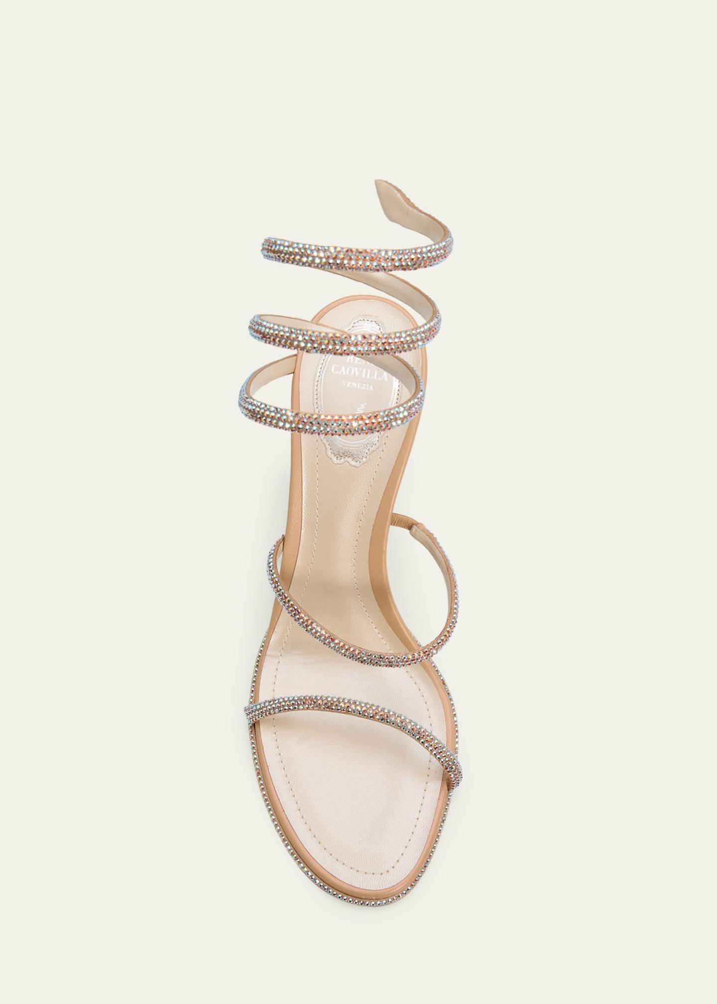 Rene Caovilla 80mm Cleo Embellished Leather Snake-Wrap Sandals