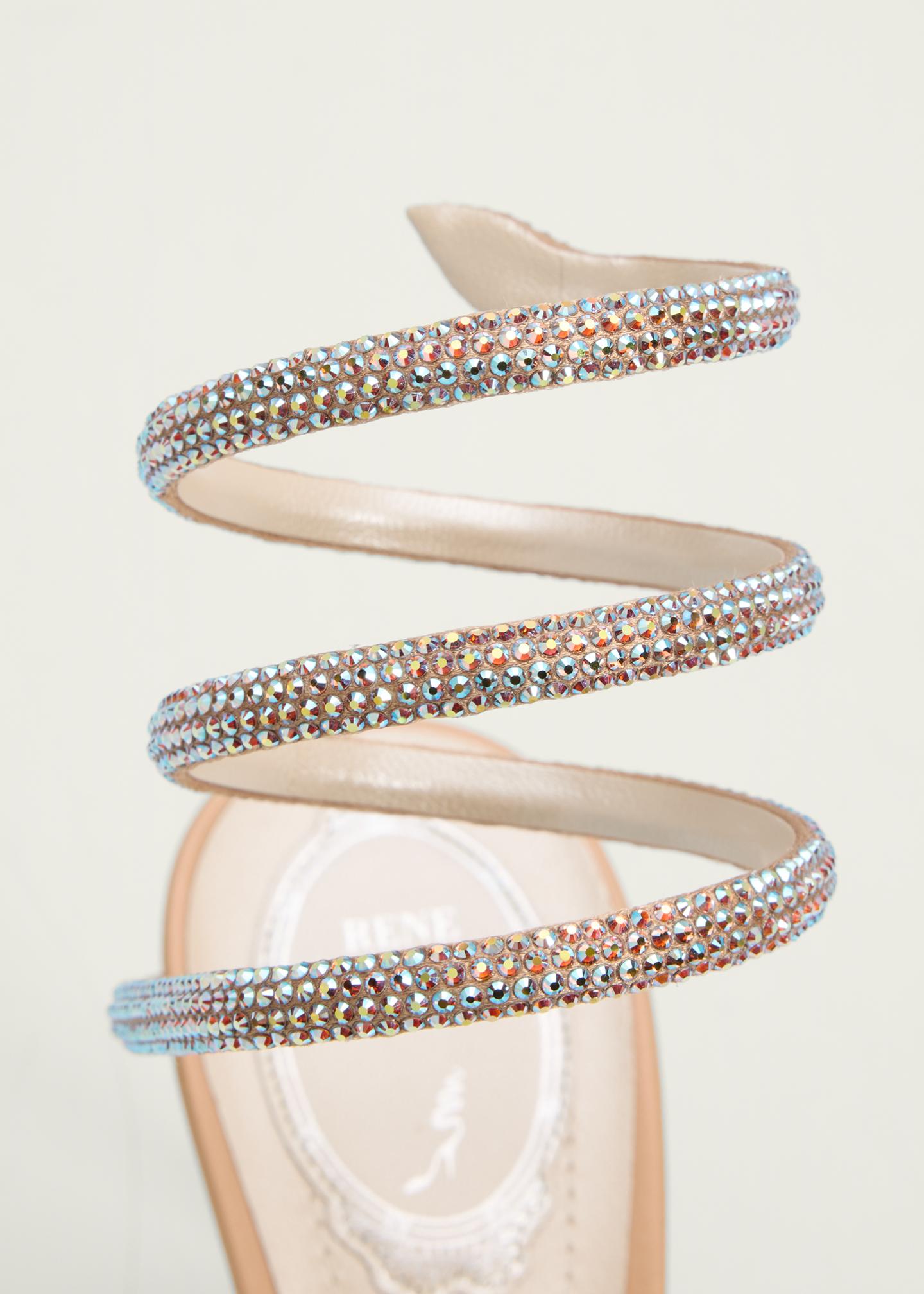 Rene Caovilla 80mm Cleo Embellished Leather Snake-Wrap Sandals
