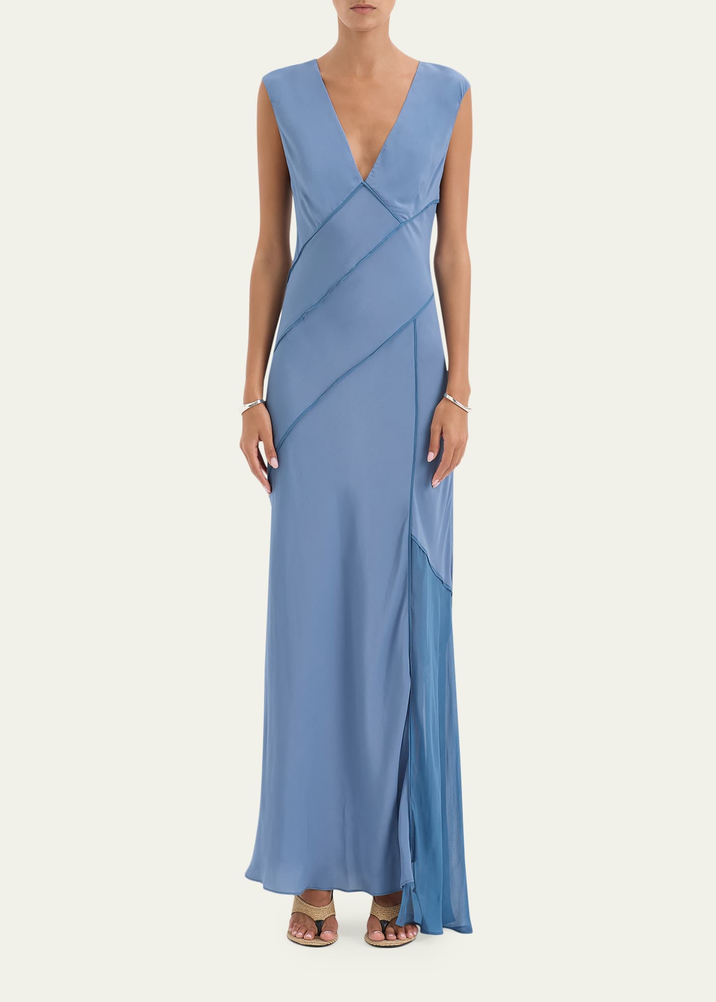 elin satin evening dress SIR Elin Paneled Gown, BLUE, Women's, 1,