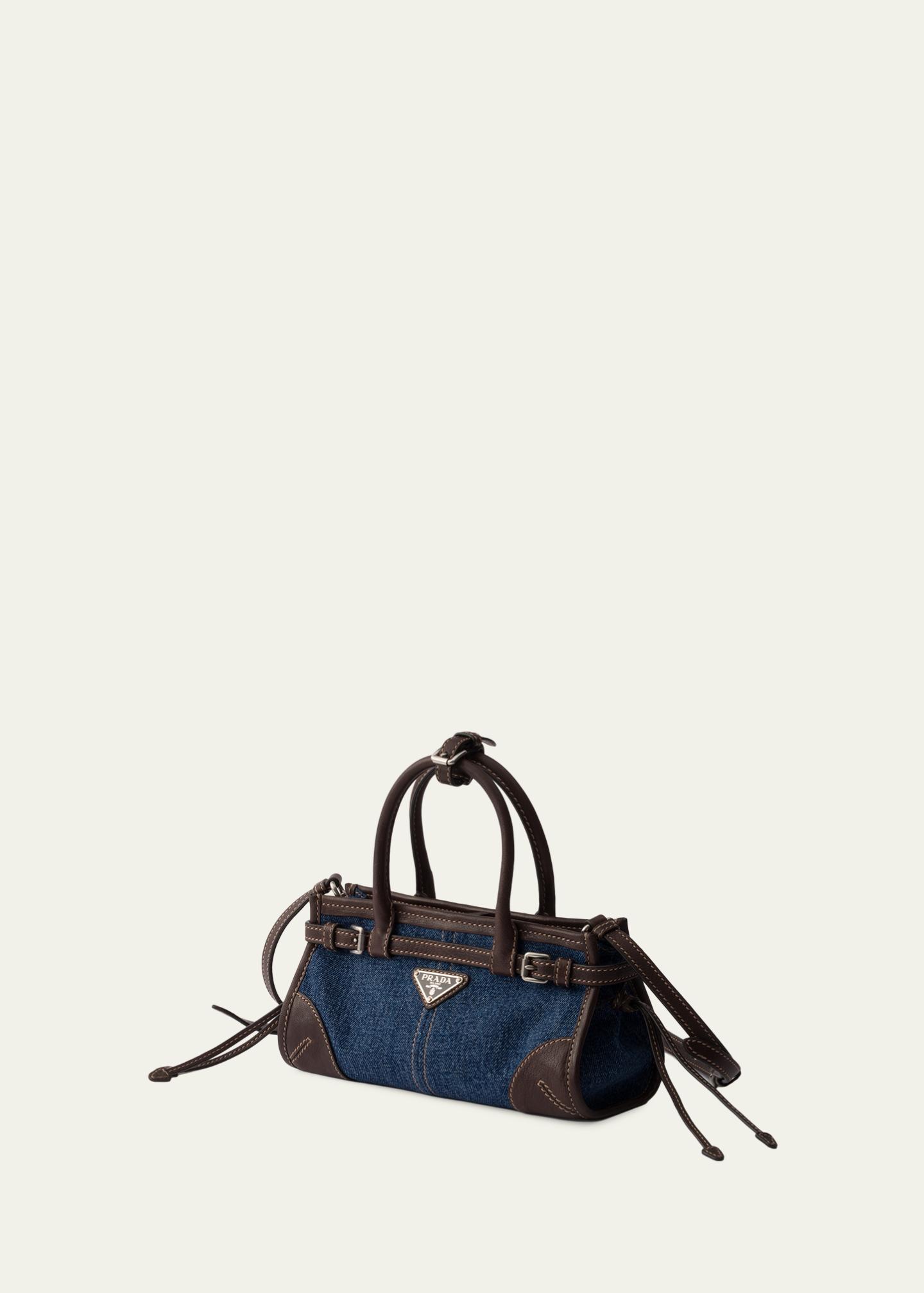 Prada Bonnie Denim & Leather Top-Handle Bag - Bergdorf Goodman