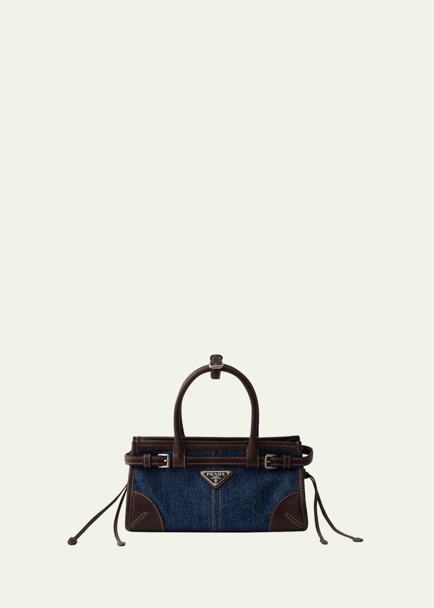 Prada Bonnie Denim & Leather Top-Handle Bag - Bergdorf Goodman