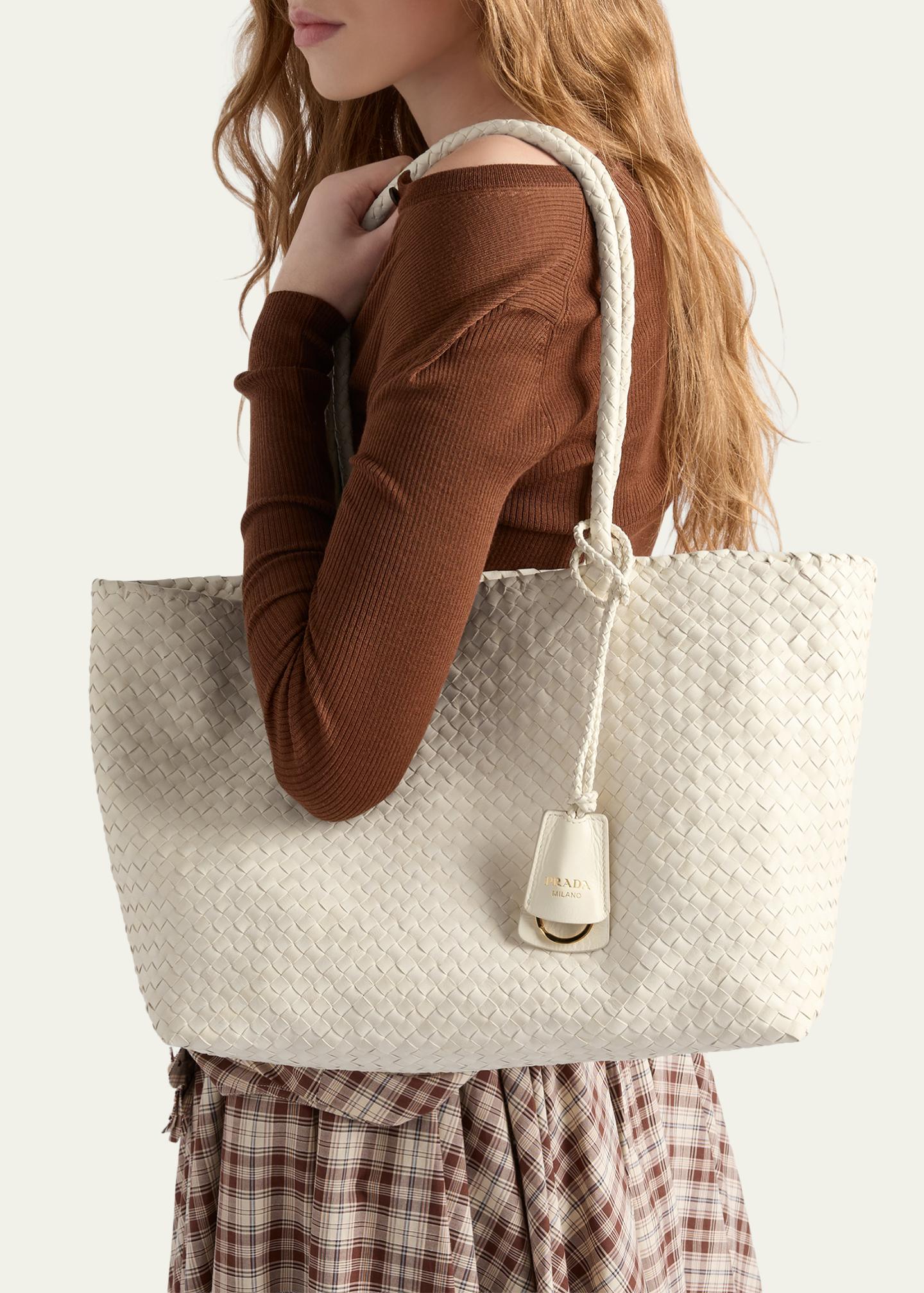 Prada Madras Woven Leather Tote Bag - Bergdorf Goodman