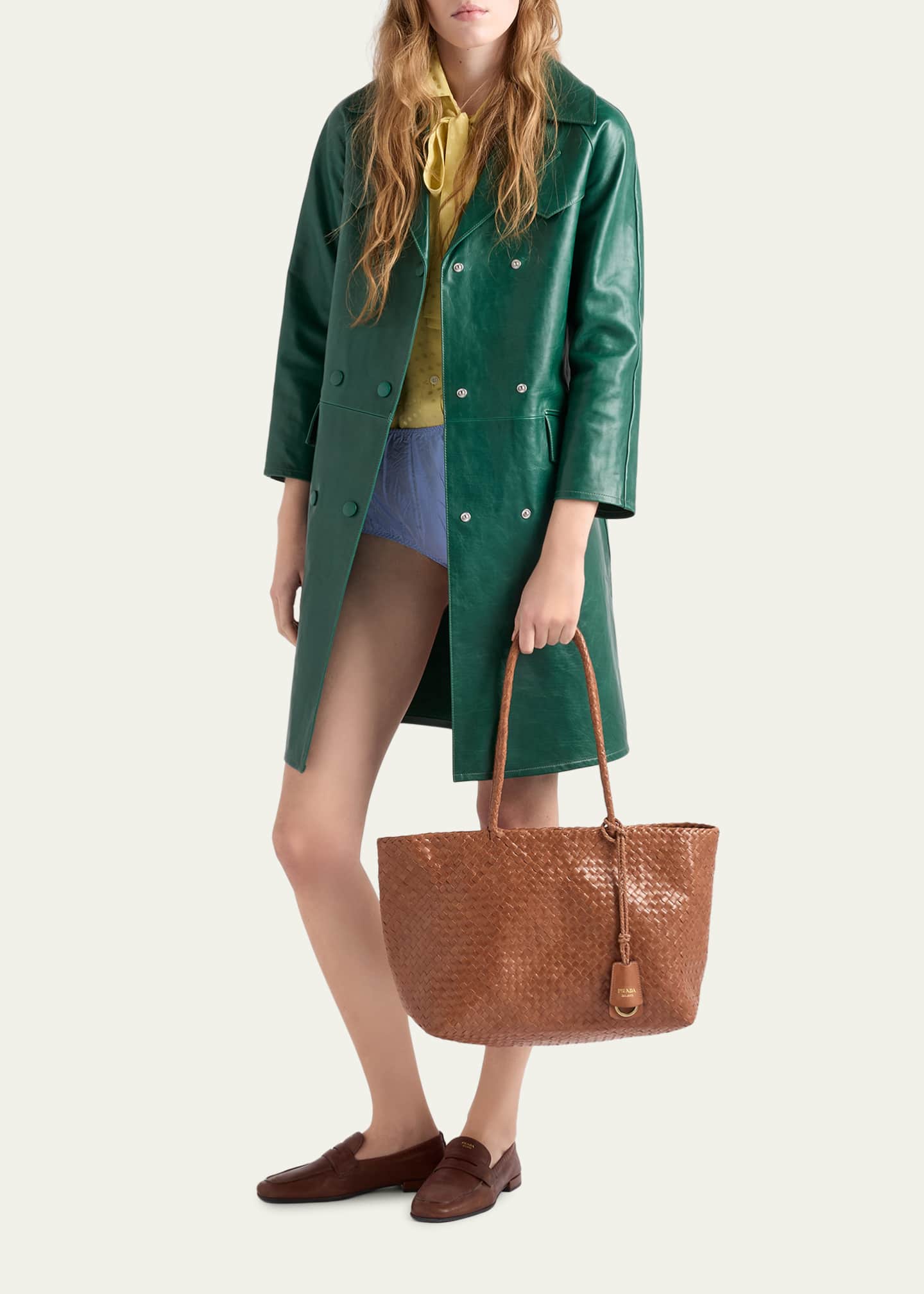 Prada Madras Woven Leather Tote Bag - Bergdorf Goodman
