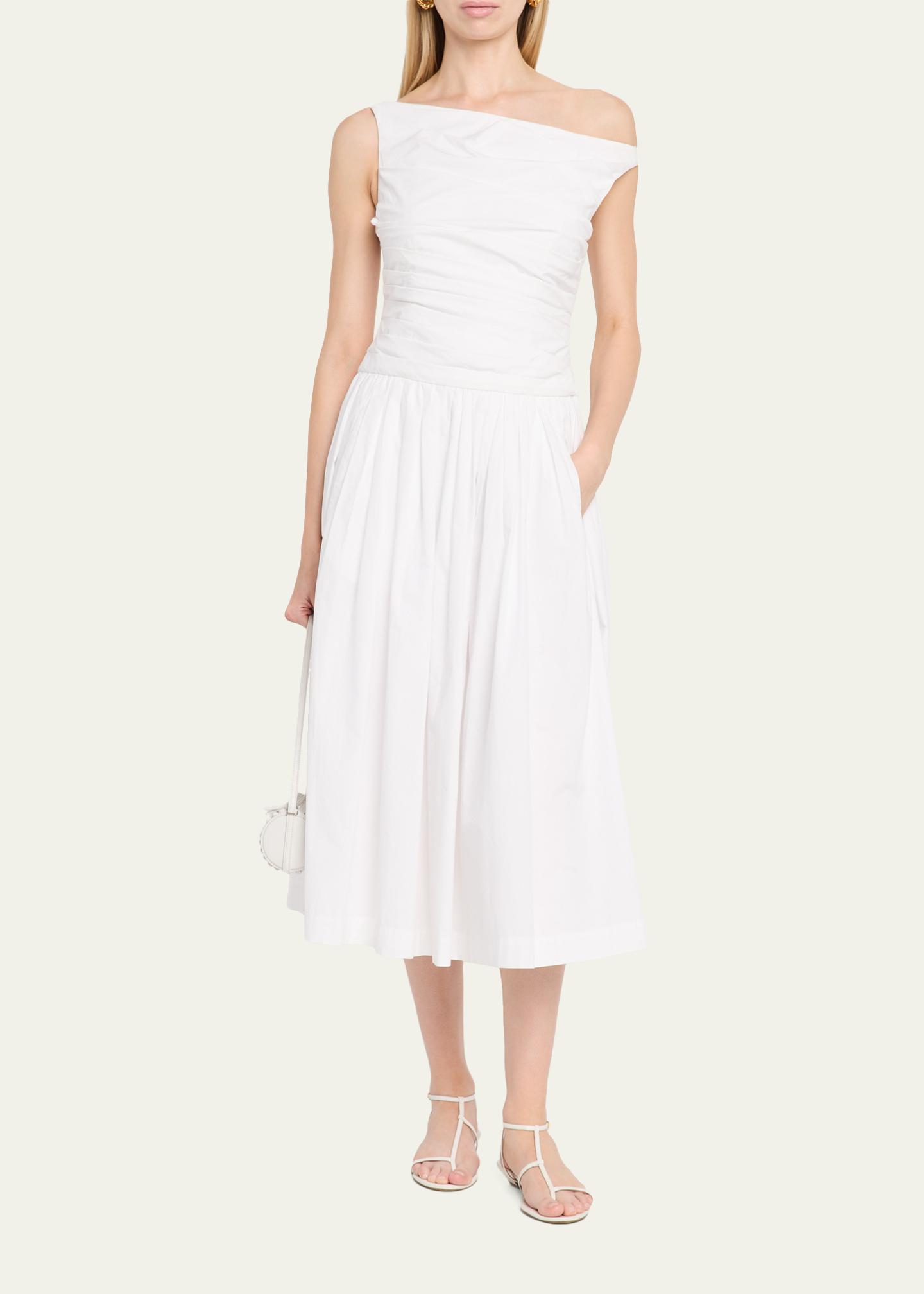 black dress flattering Pomander Place Textured Dot Selwyn Black / XXS abito da sera Model is a True Color:Dusty_Rose Black Satin Seamed Pleated