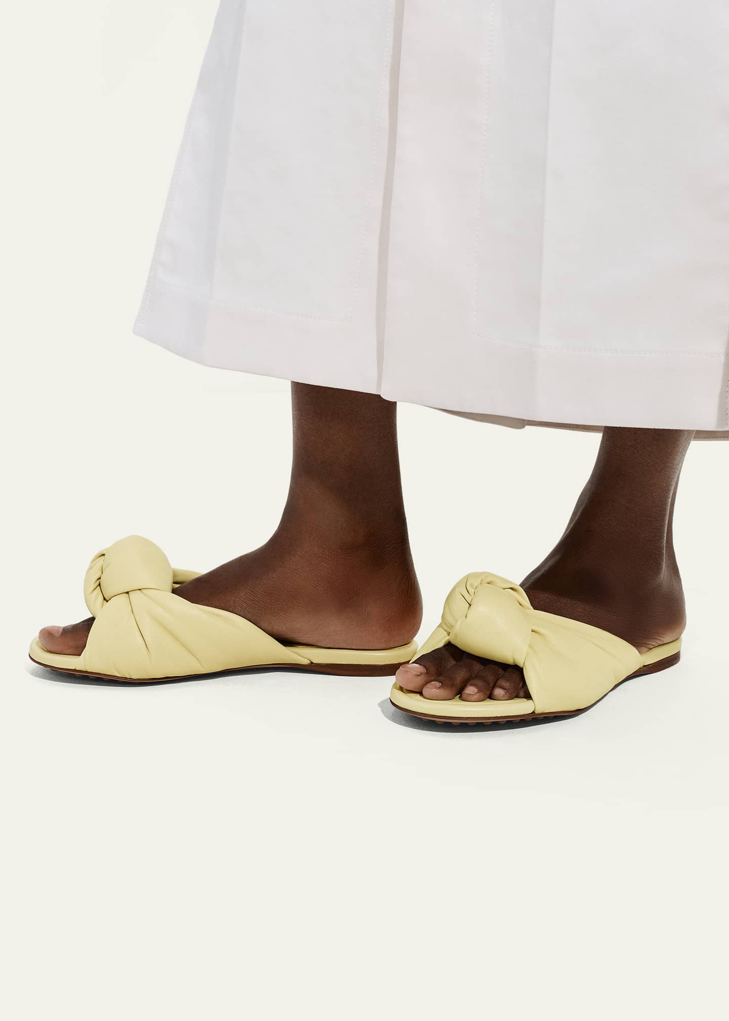 Bottega Veneta Lagoon Nappa Leather Knotted Flat Slide Sandals