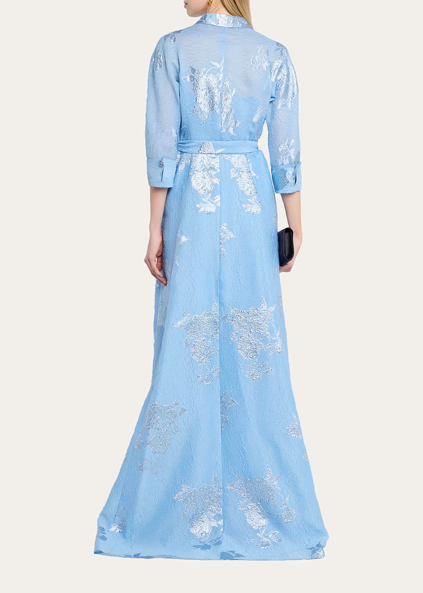 teri jon by rickie freeman long sleeve pleated maxi dress Summer isn't over yet! Shine in our Floral Printed Pleated Sleeve Chiffon  Gown in light blue. Few sizes leftalso available in two other gorgeous  colors #HuesOfBlues #TeriJon