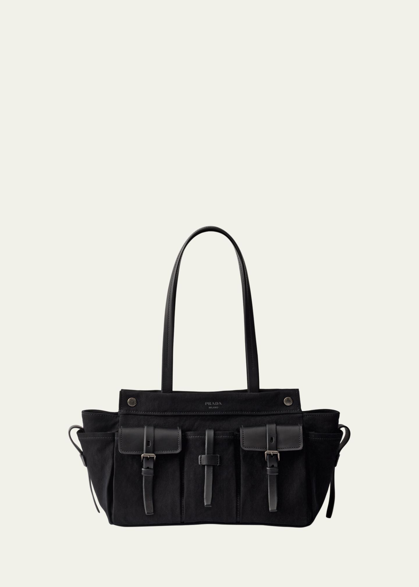 Prada Route Large Canvas and Leather Shoulder Bag - Bergdorf Goodman