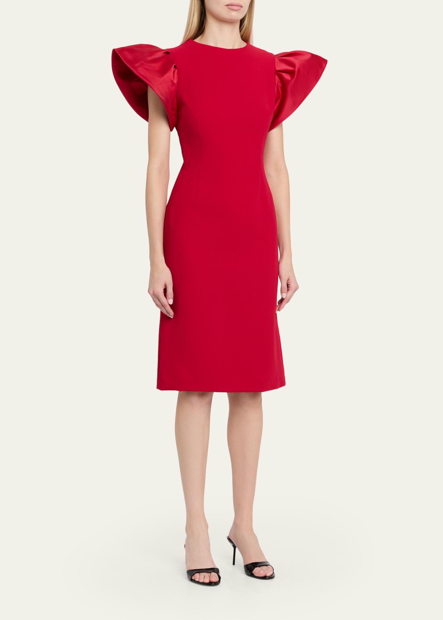 teri jon by rickie freeman cocktail dress Crepe Sheath With Satin Flounce Short Sleeves Size 12 Guest dresses Orange Midi Dress - inteligems-plastic-recycle Freeman has designed stunning SIZE::Men's T-shirt M