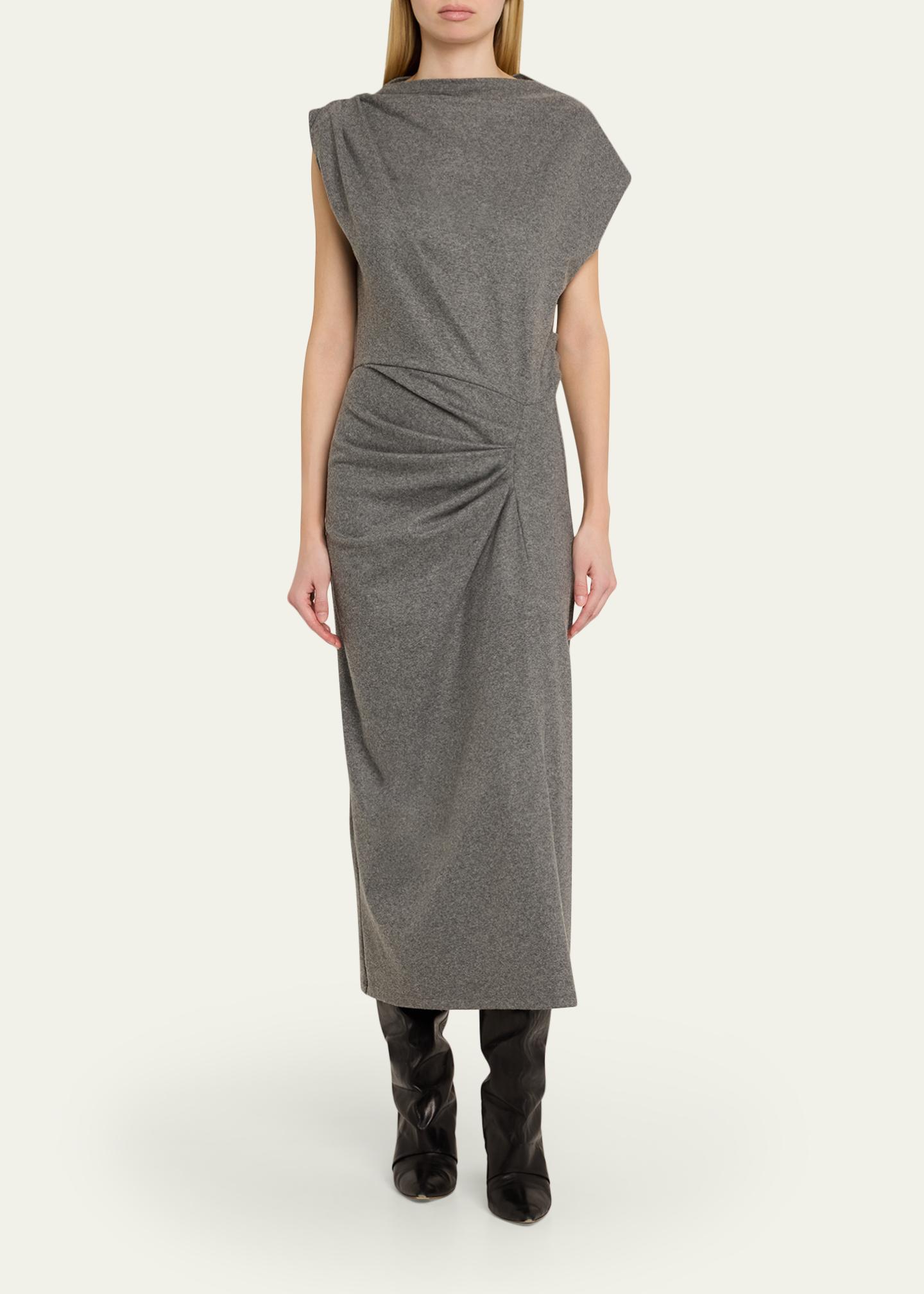 isabel marant knit dress Etoile Midi Asymmetric Draped Cinderella Divine (XS-5XL)
