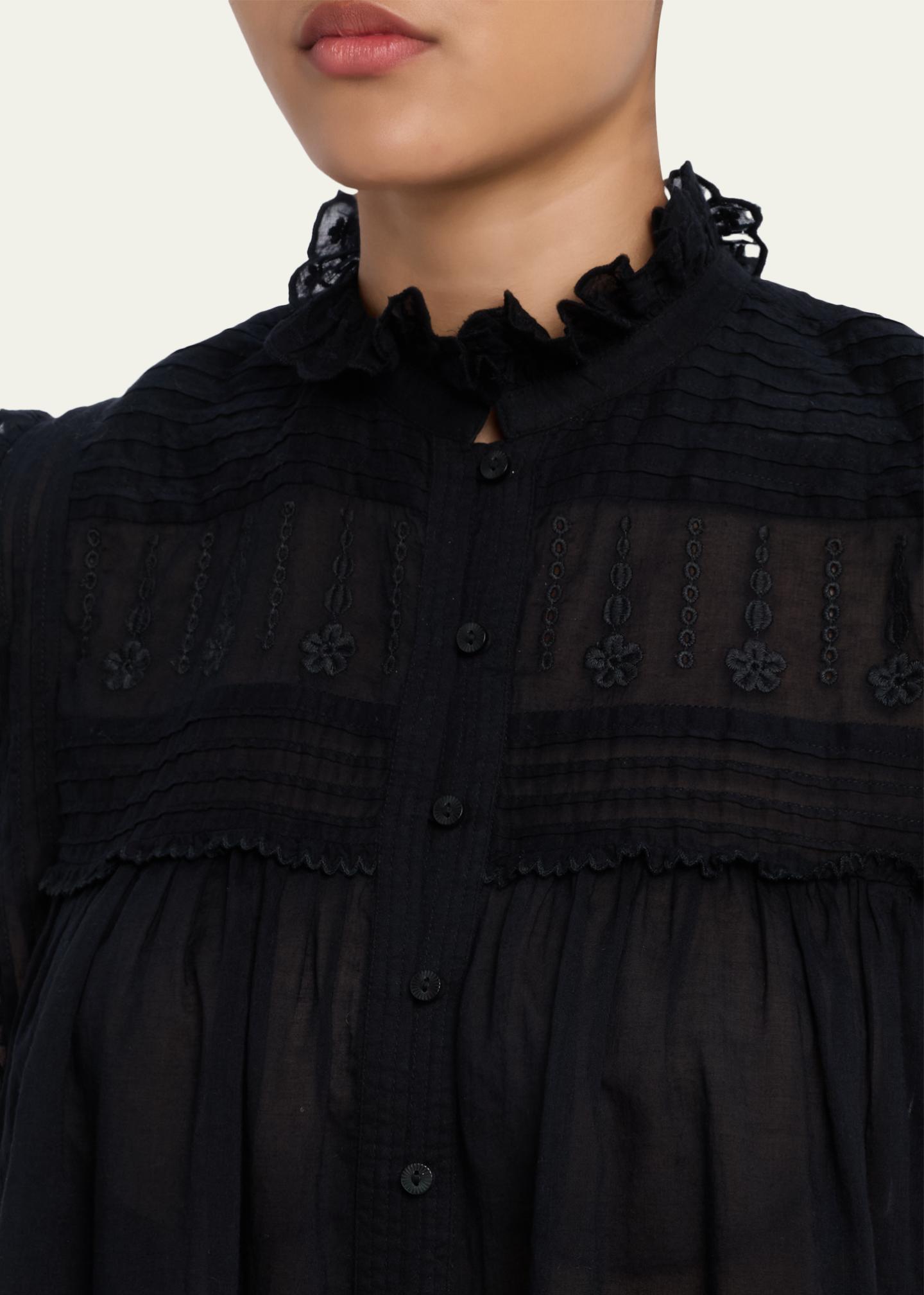 Etoile Isabel Marant Dersia Embroidered Voile Top - Bergdorf Goodman