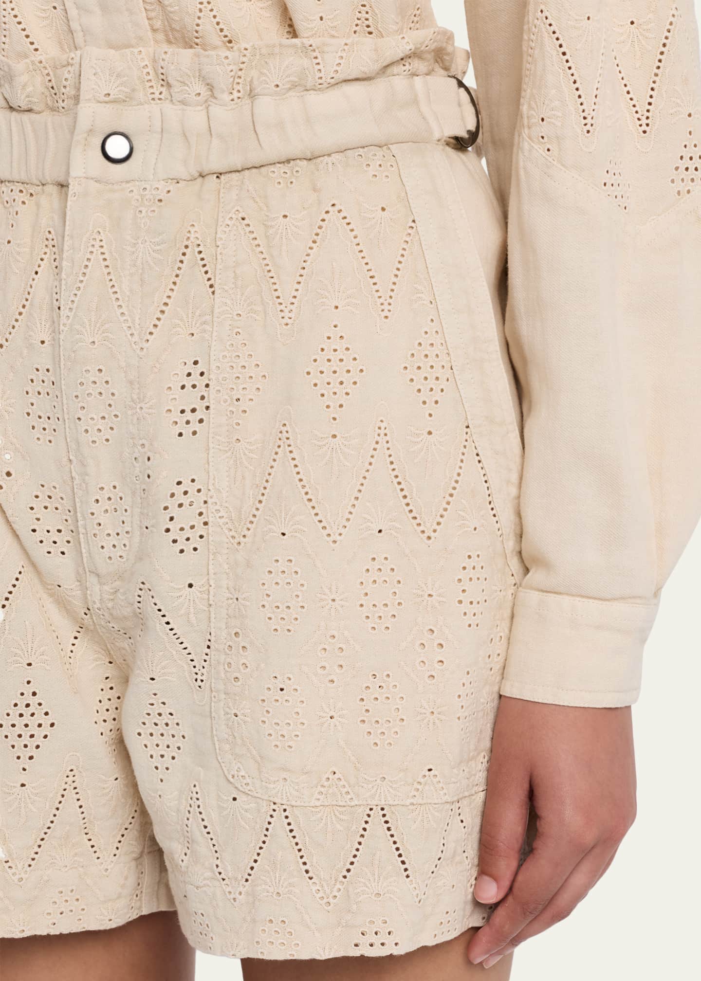 Etoile Isabel Marant Kisha Eyelet-Embroidered Twill Shorts