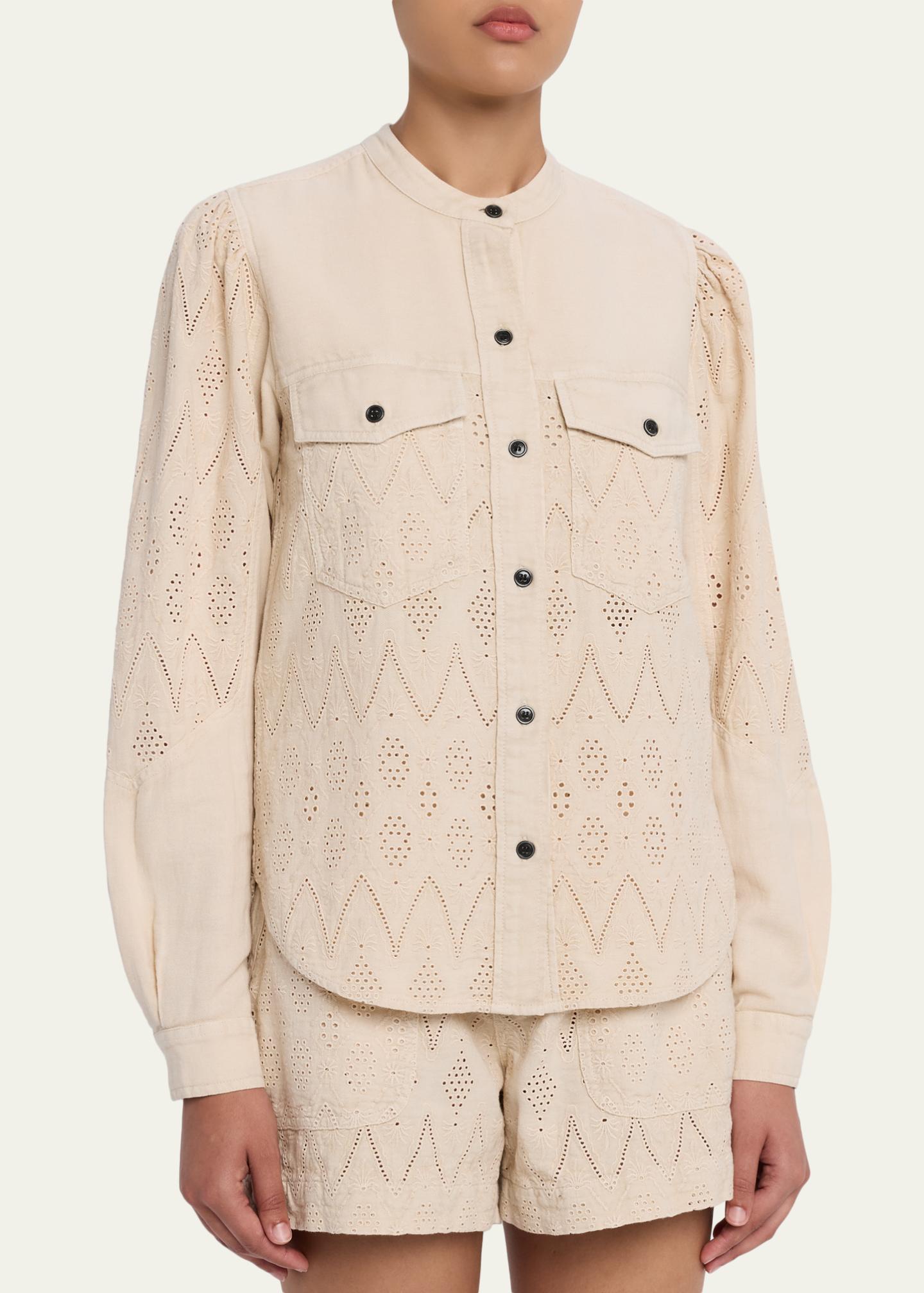 Etoile Isabel Marant Kaina Eyelet Cotton Button-Front Shirt - Bergdorf ...
