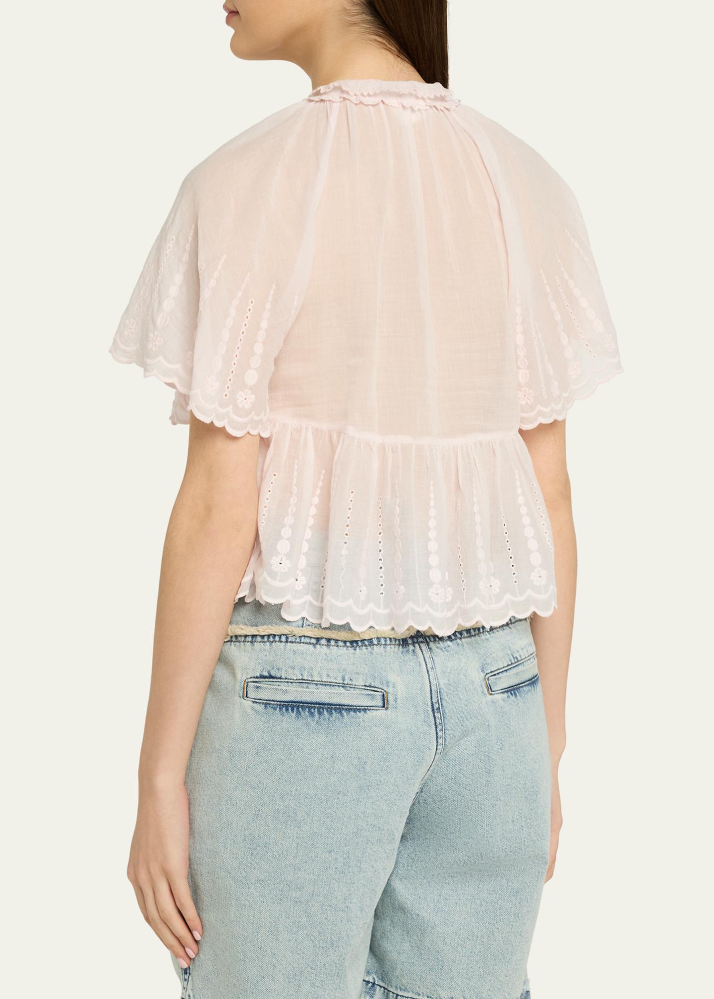 Etoile Isabel Marant Lorna Scalloped-Trim Cotton Voile Blouse