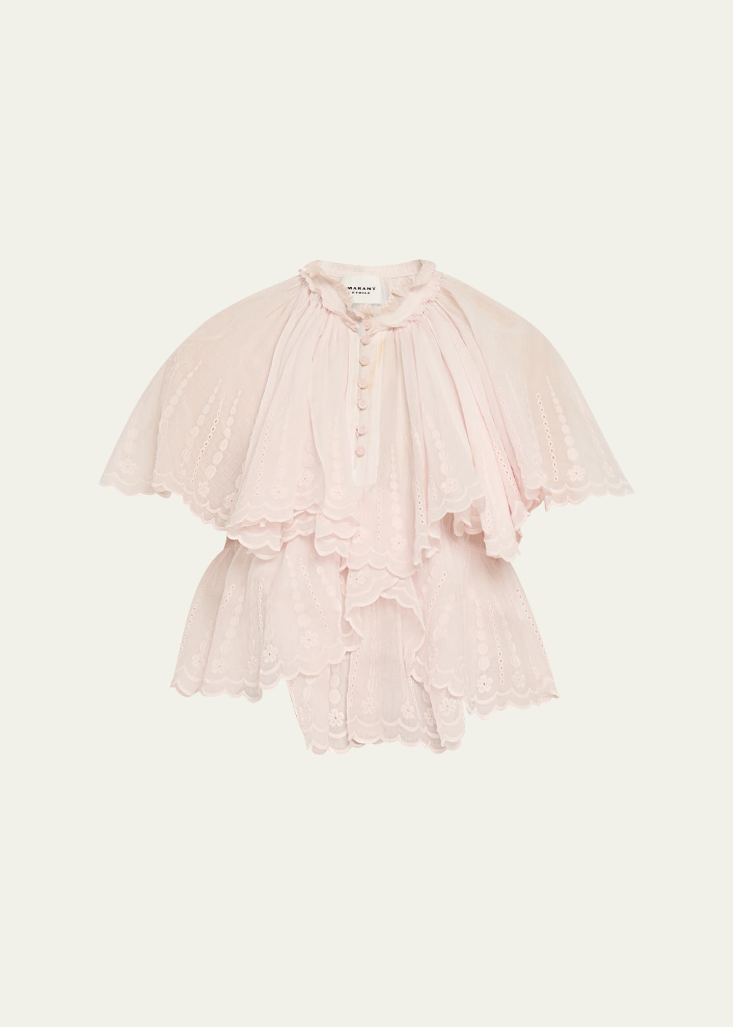 Etoile Isabel Marant Lorna Scalloped-Trim Cotton Voile Blouse