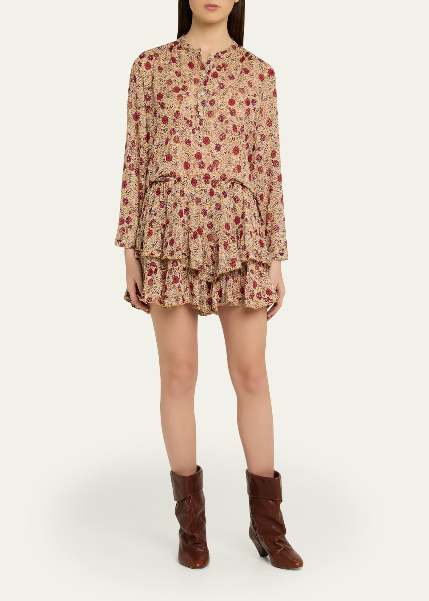 ISABEL MARANT ETOILE 花柄 スカート Etoile Isabel Marant Jocadia Floral Ruffled Cotton Miniskirt