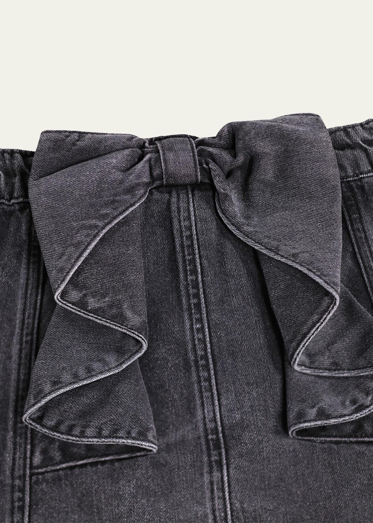 Molo Girl's Bellamy Bow-Embellished Denim Skirt, Size 7-14