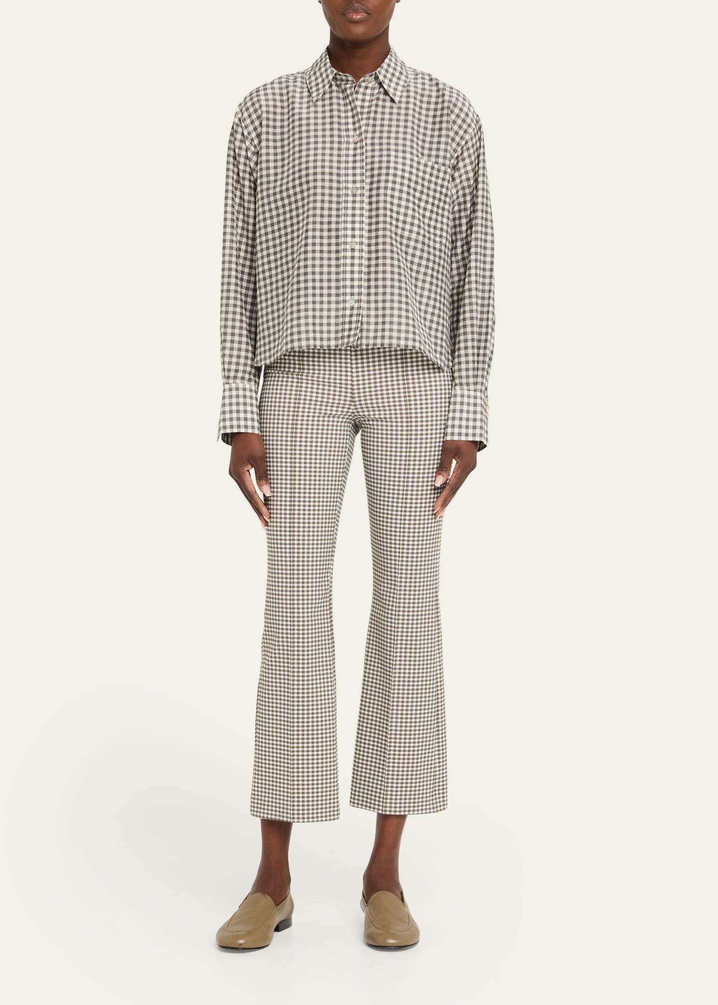 Vince Niki Gingham Mid-Rise Crop Flare Pants - Bergdorf Goodman