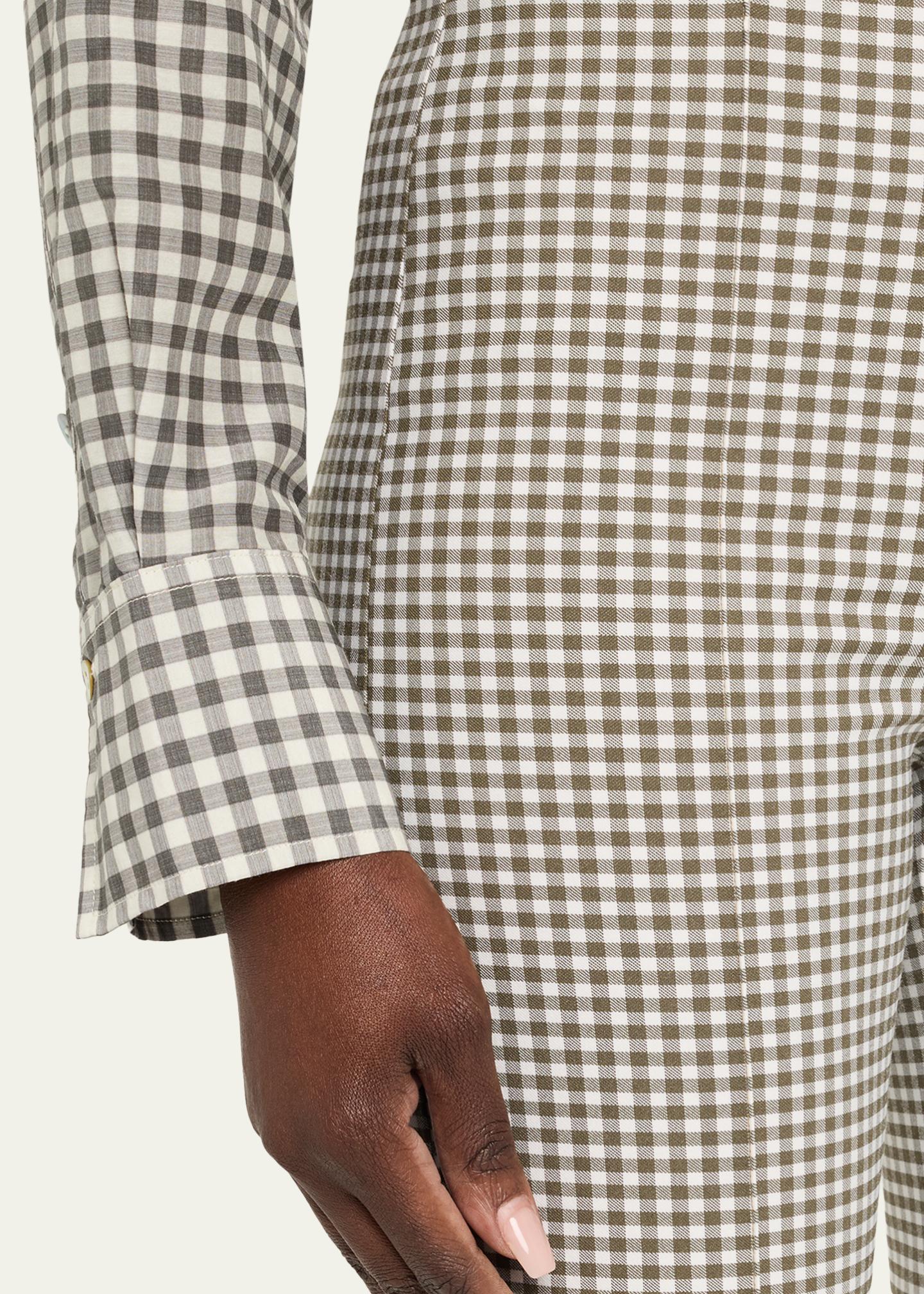 Vince Niki Gingham Mid-Rise Crop Flare Pants - Bergdorf Goodman
