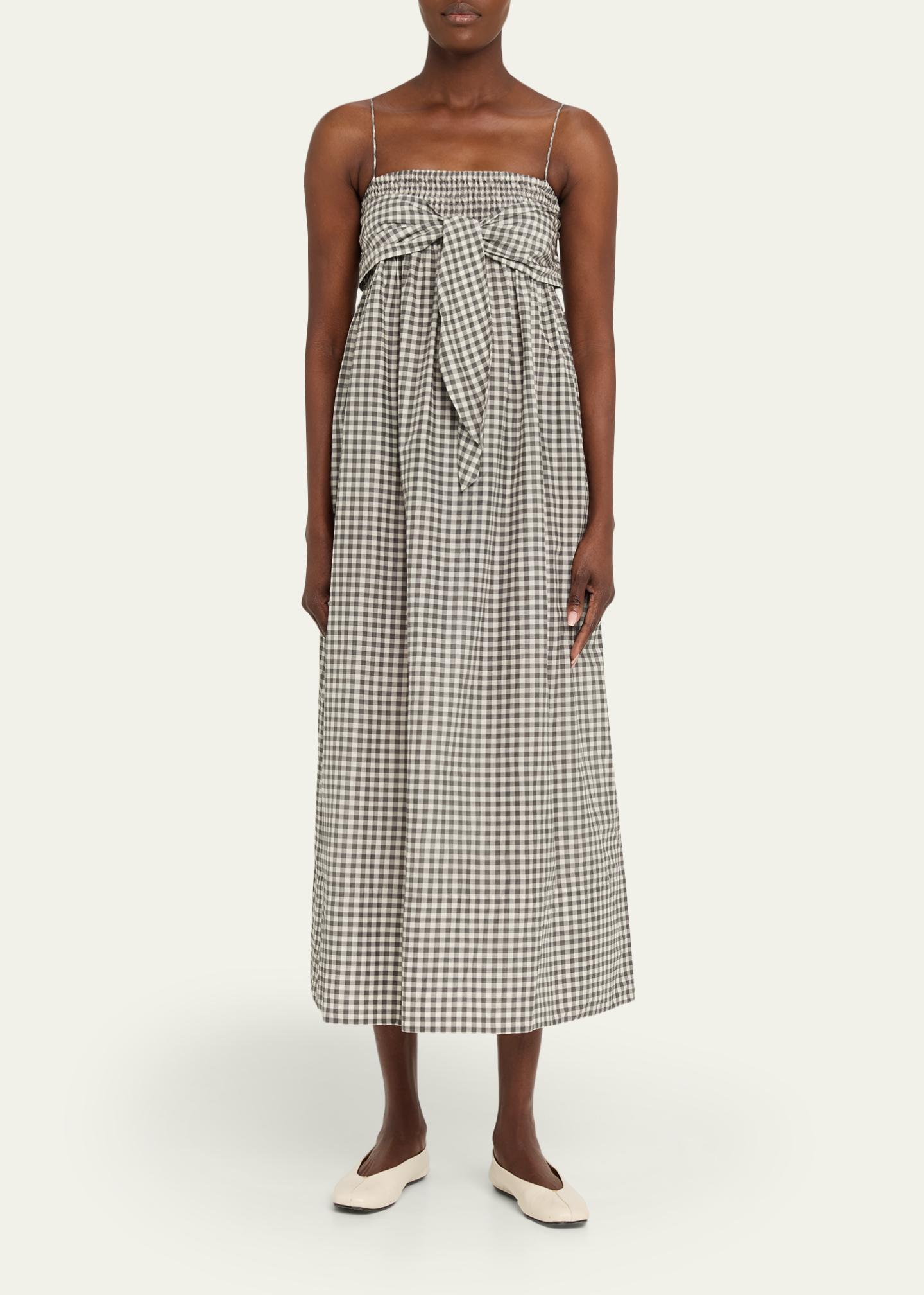 Vince Tie-Front Gingham Midi Dress - Bergdorf Goodman