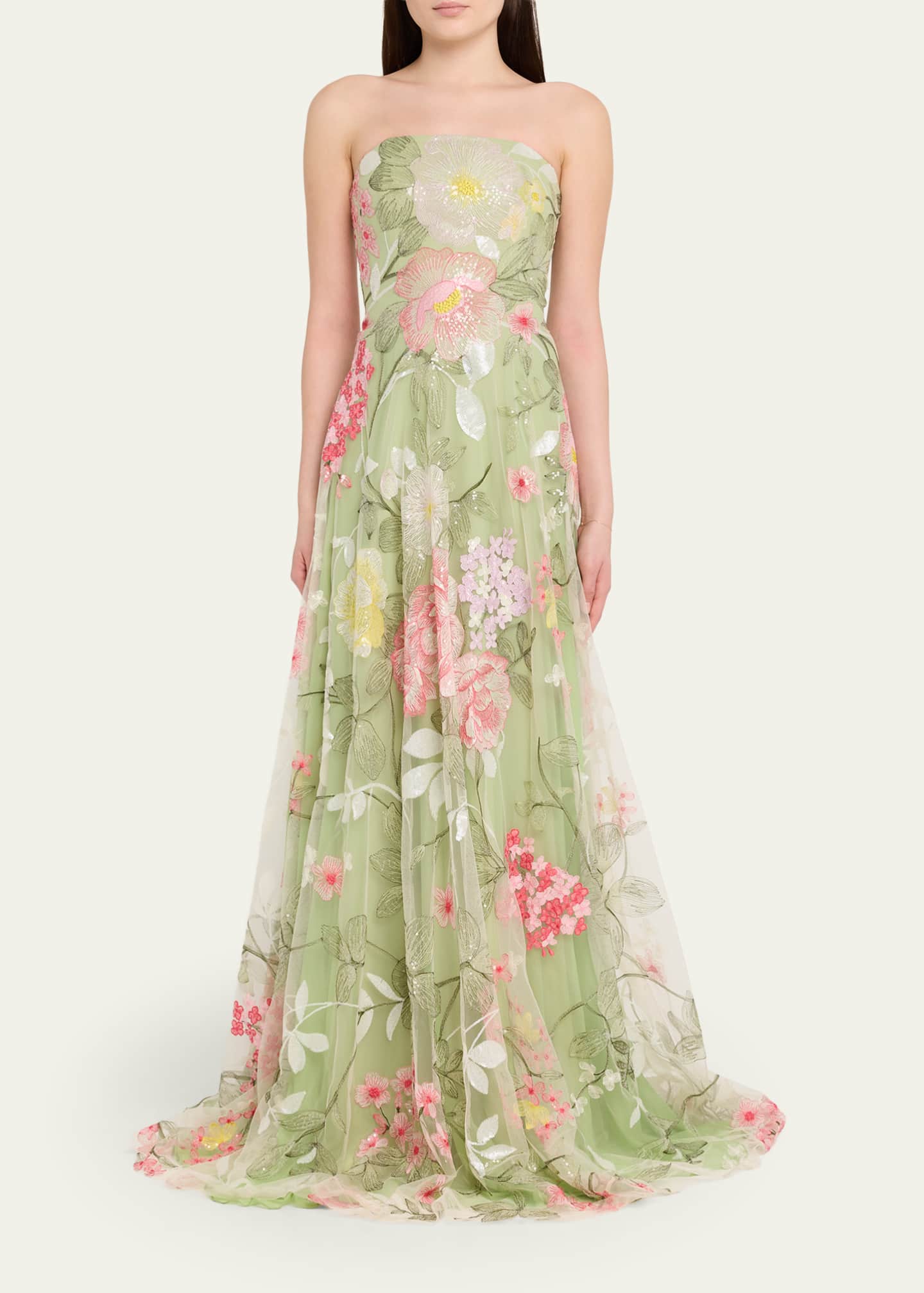 green emerald velvet dress FLORAL APPLIQUE CAFTAN – Naeem Khan