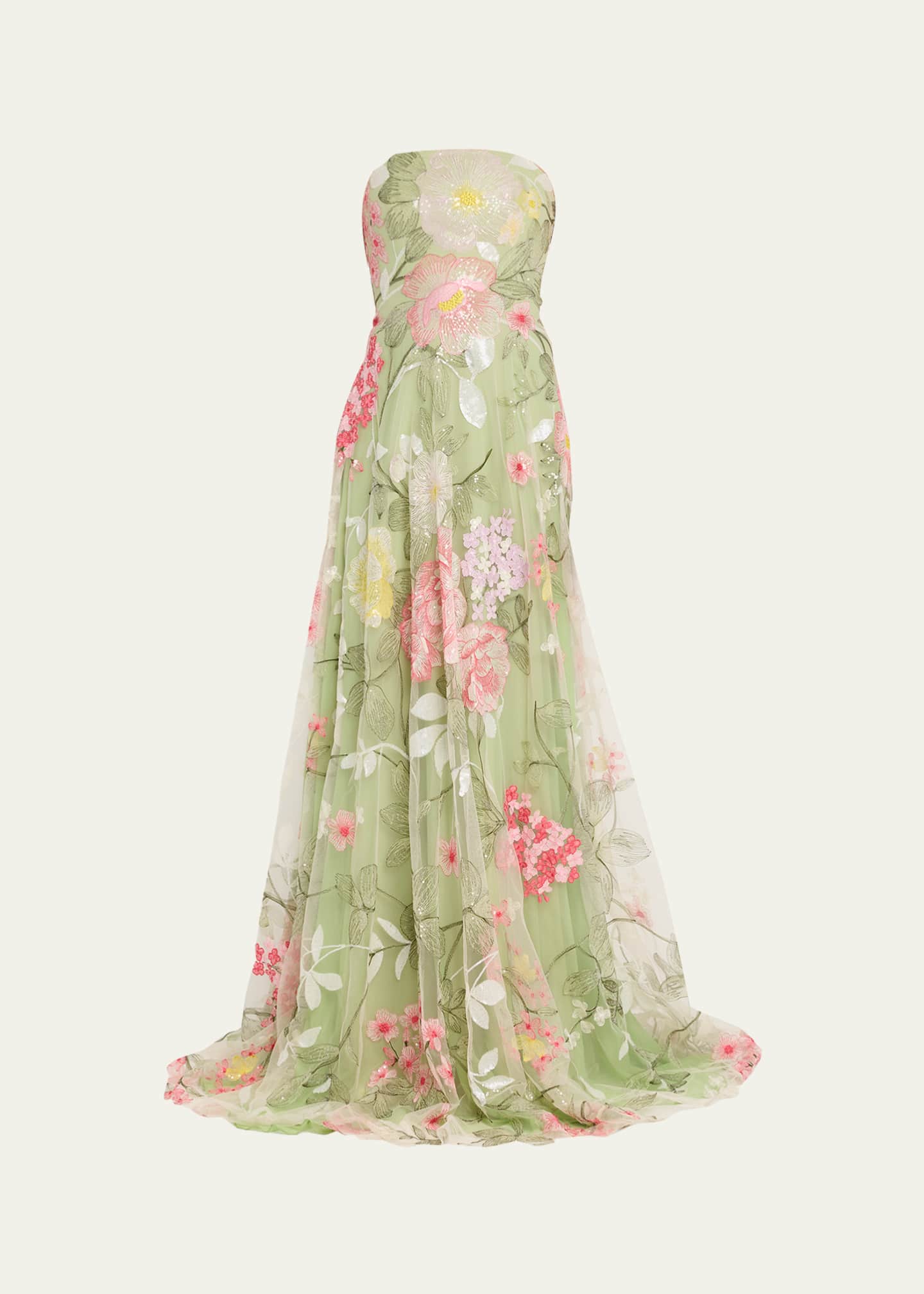 Naeem Khan Strapless Floral Embroidered Tulle Gown - Bergdorf Goodman
