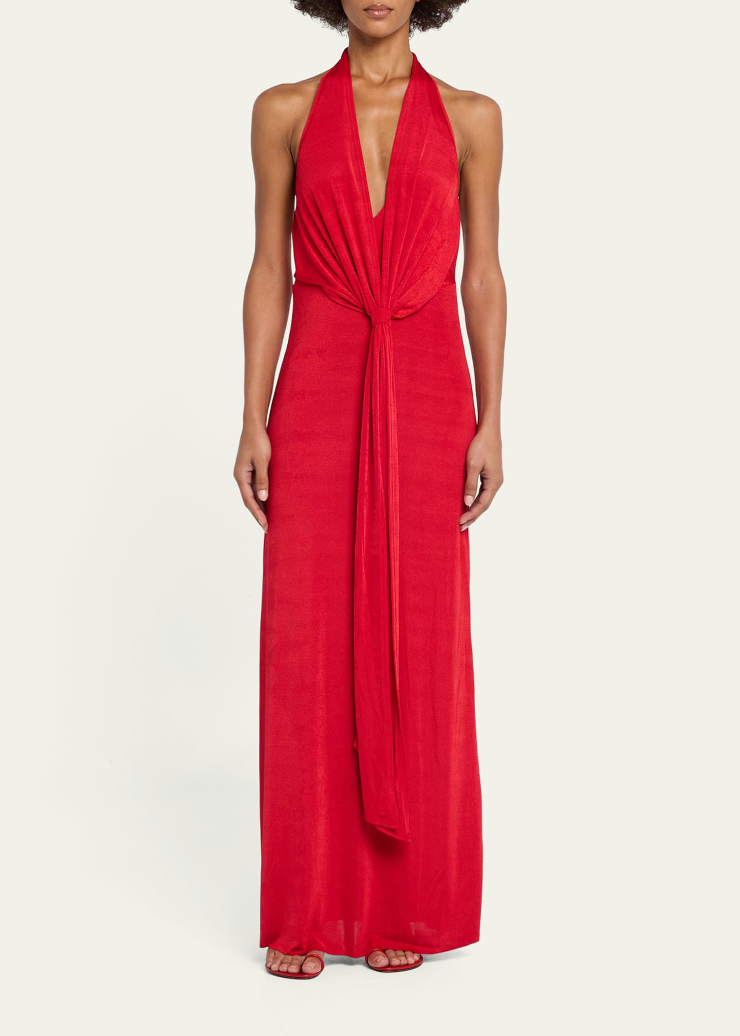 draped jersey maxi dress Ina Long Snake Eye  Draped Jersey Maxi Dress