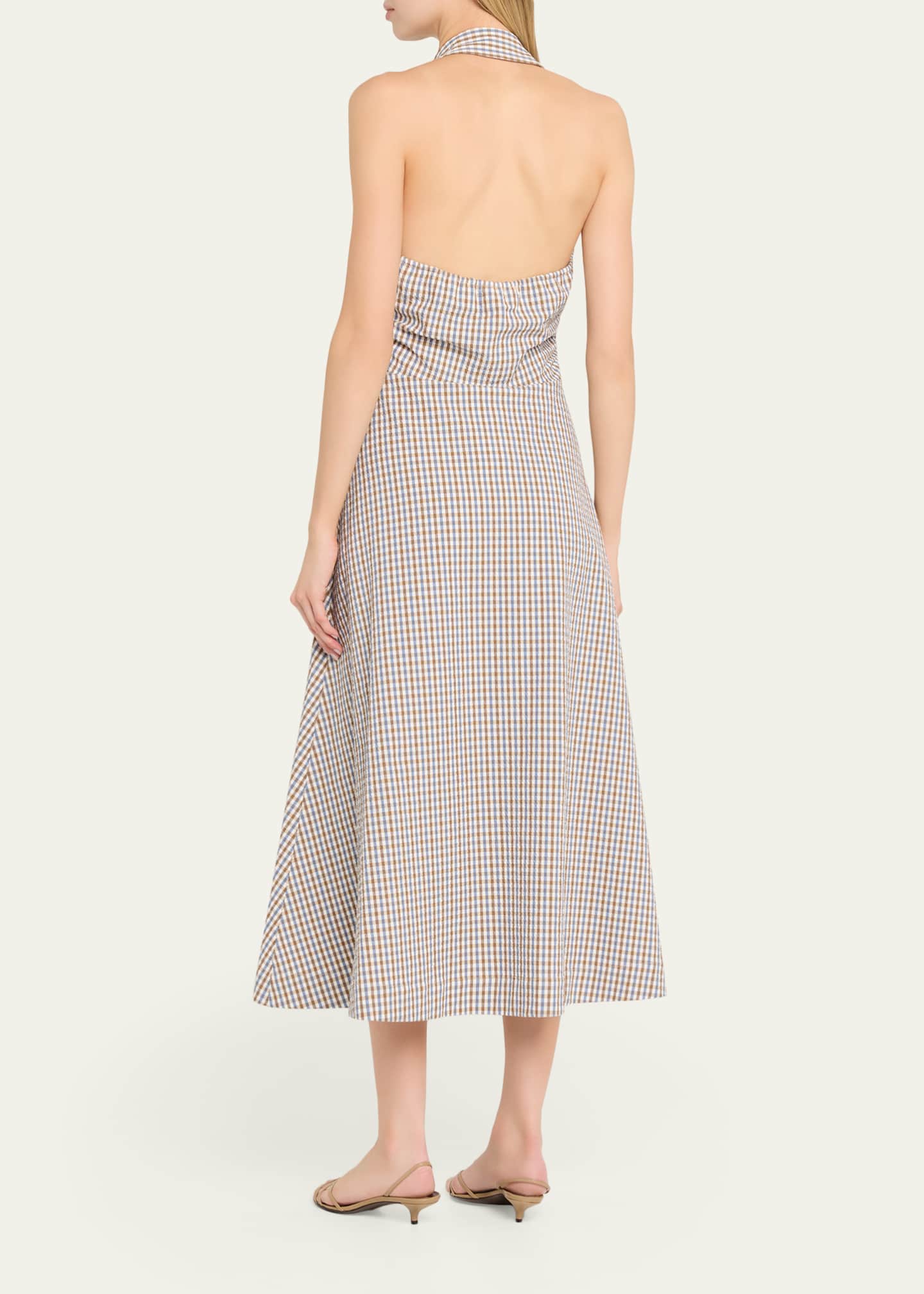 Veronica Beard Mackey Gingham Halter Midi Dress - Bergdorf Goodman