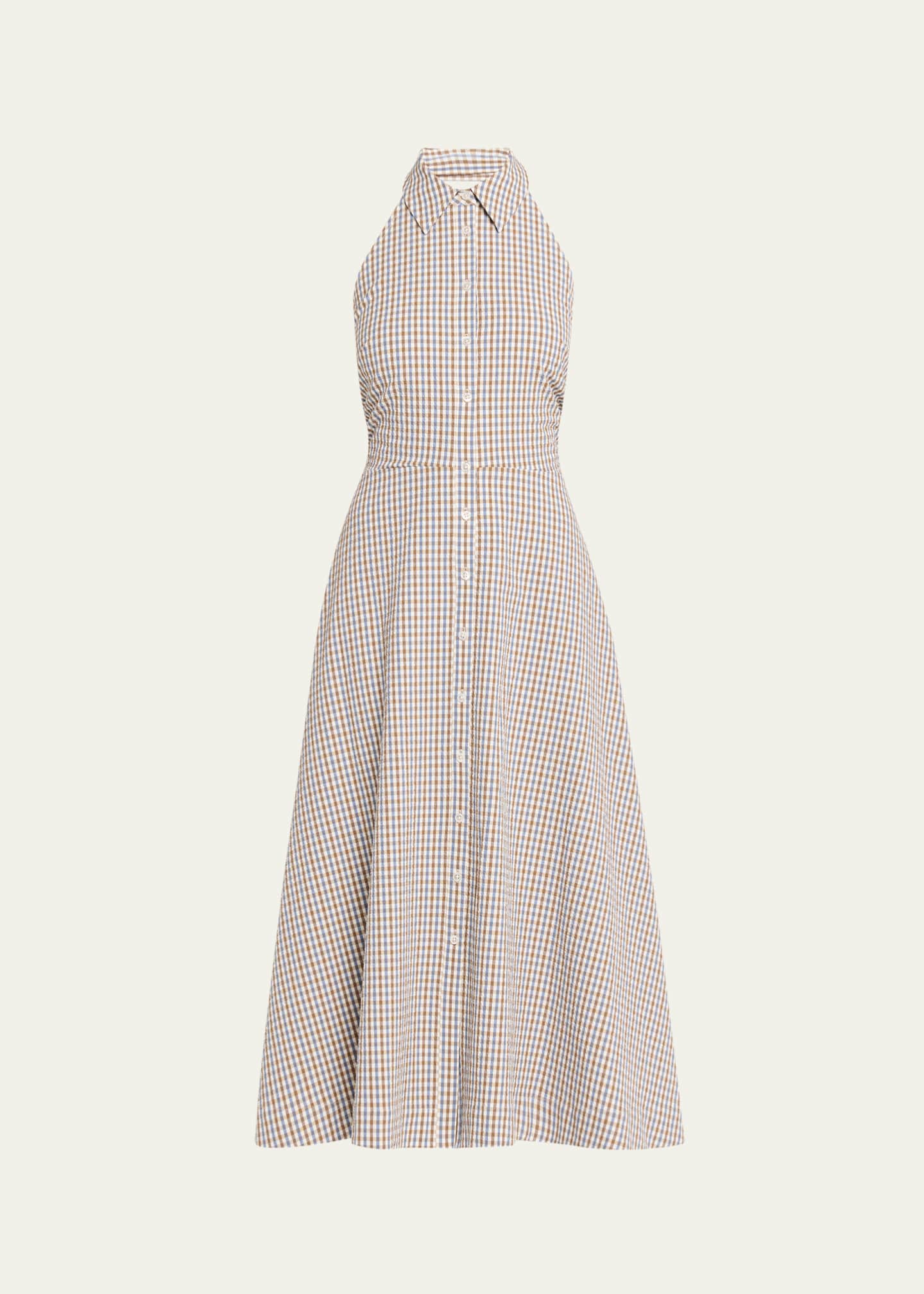 Veronica Beard Mackey Gingham Halter Midi Dress - Bergdorf Goodman